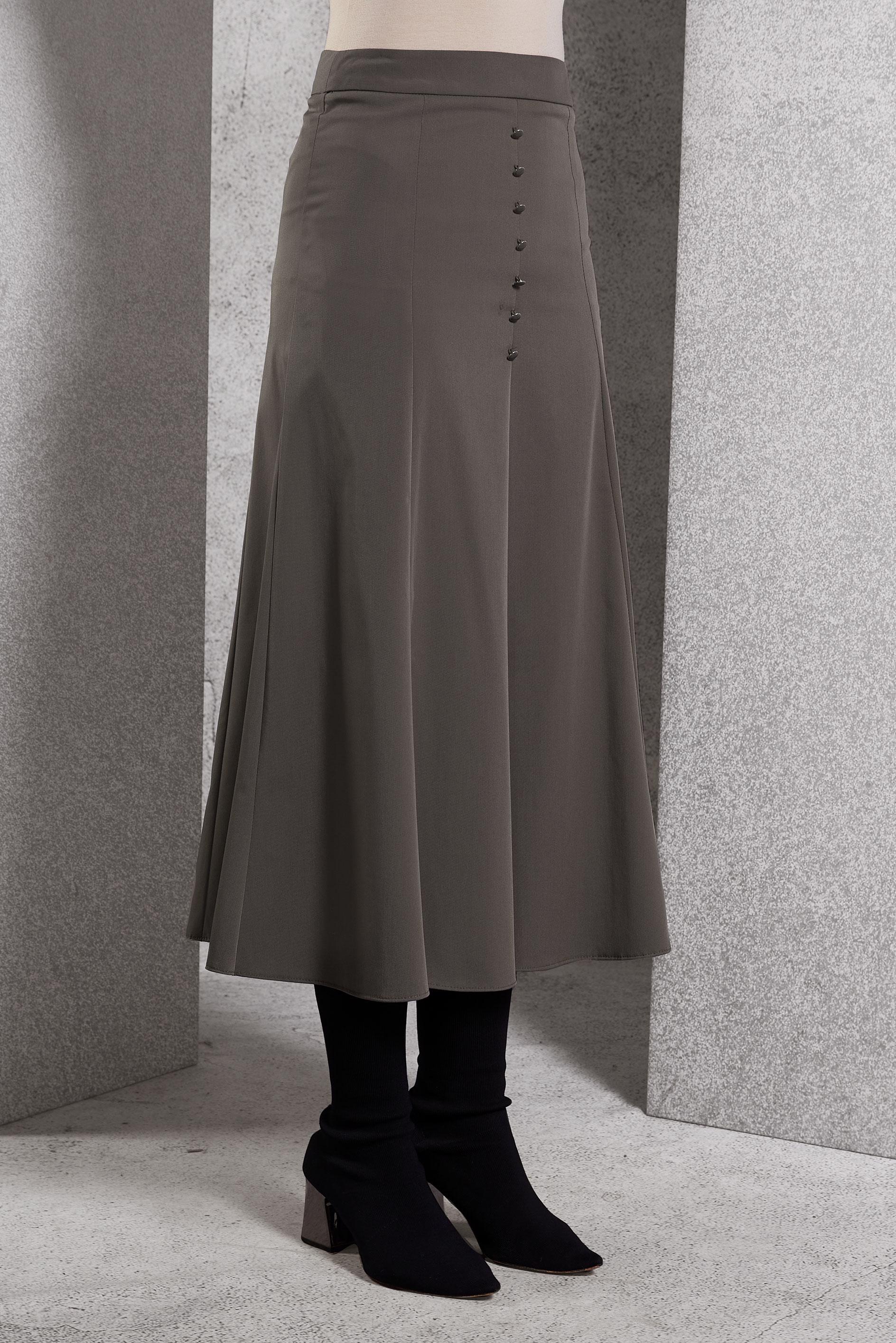 Tesettür giyim VİZON ÇAN ETEK 60626