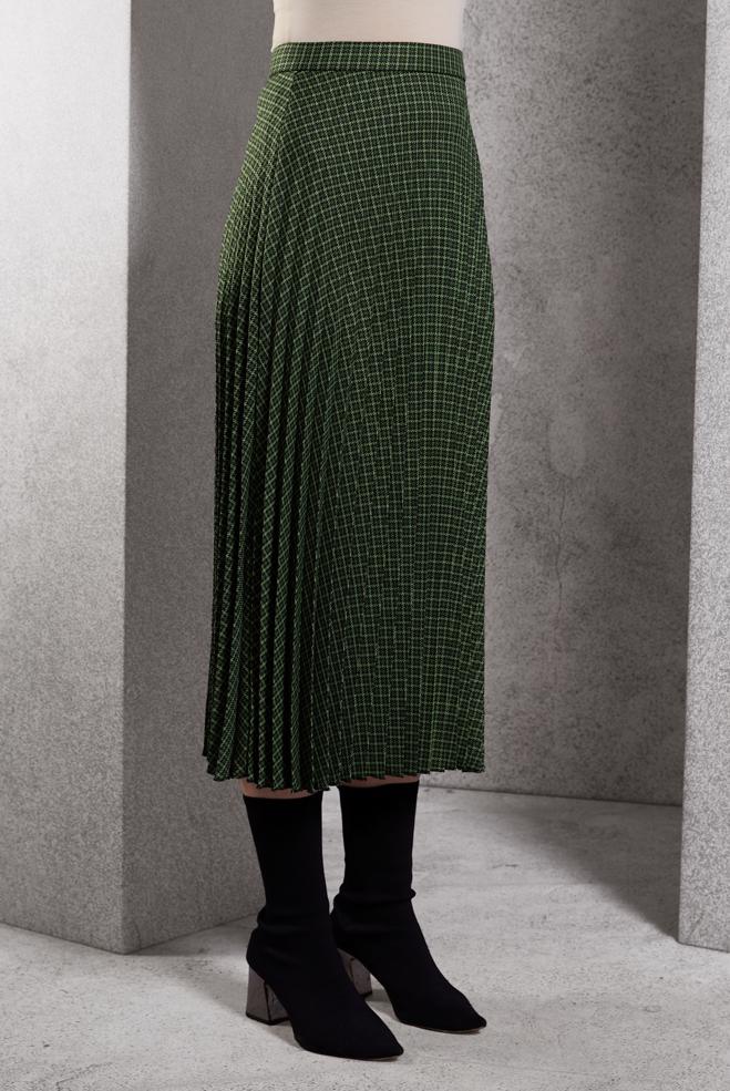 Tesettür giyim YEŞİL PİLİSELİ TESETTÜR ETEK 60627 - ALVİNA