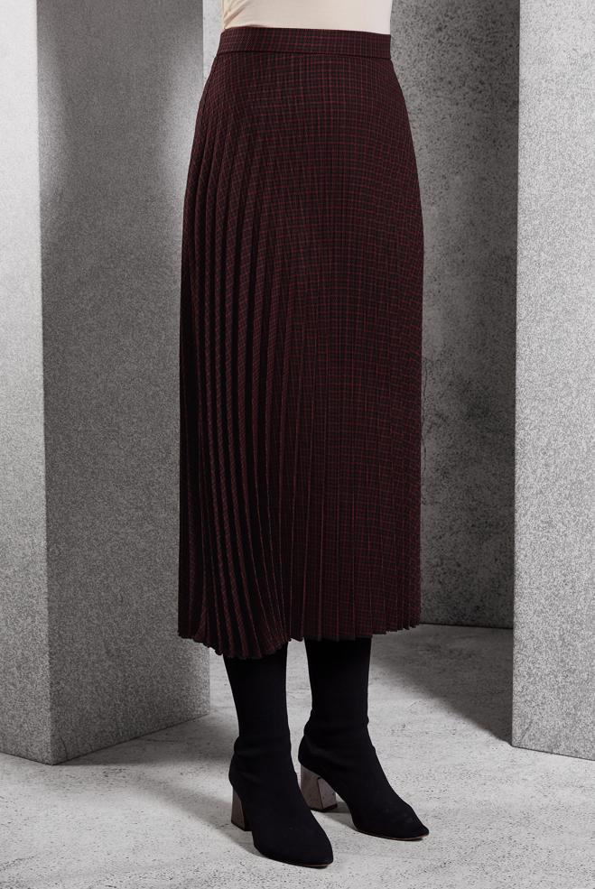 Tesettür giyim BORDO PİLİSELİ TESETTÜR ETEK 60627 - ALVİNA