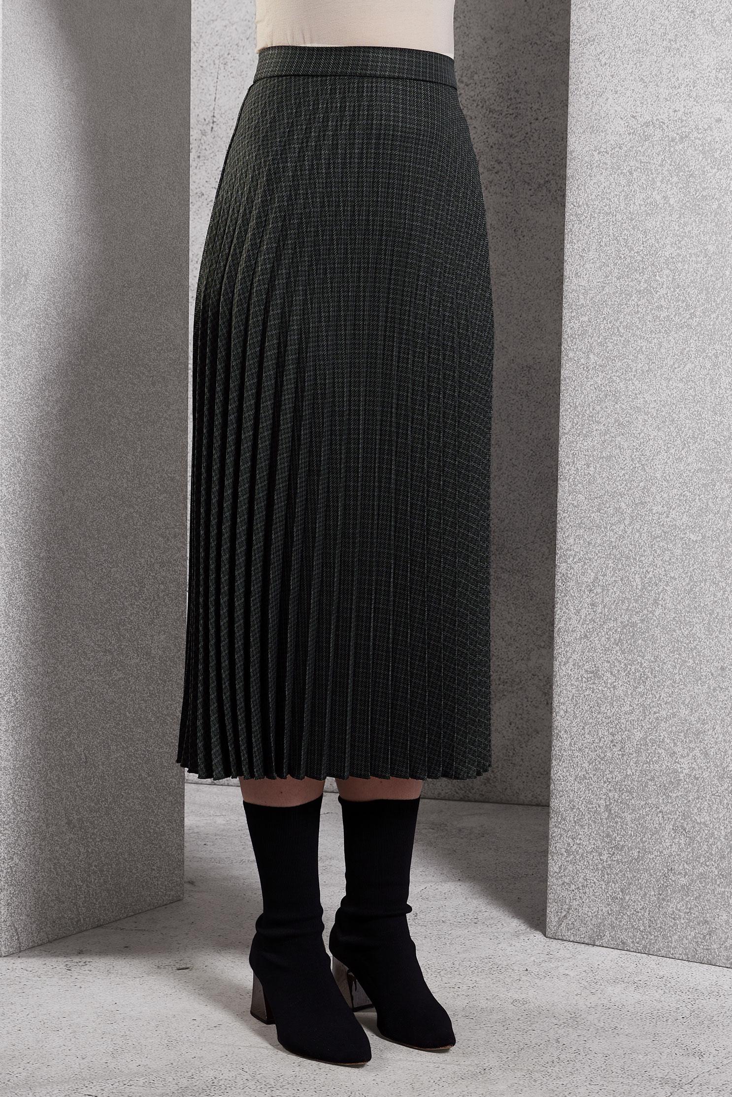 Tesettür giyim GRİ PİLİSELİ TESETTÜR ETEK 60627