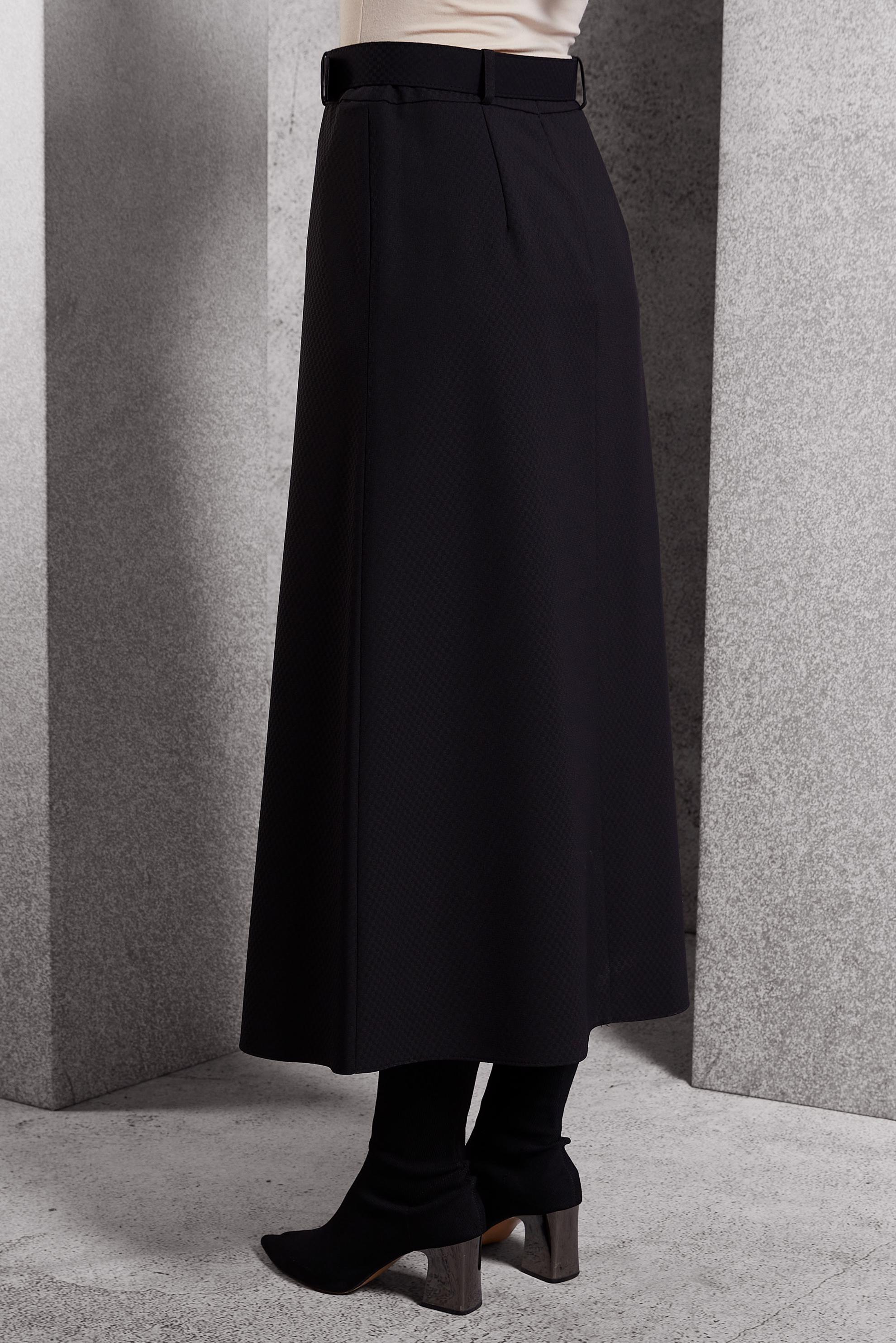 Tesettür giyim SİYAH KEMERLİ ETEK 60628