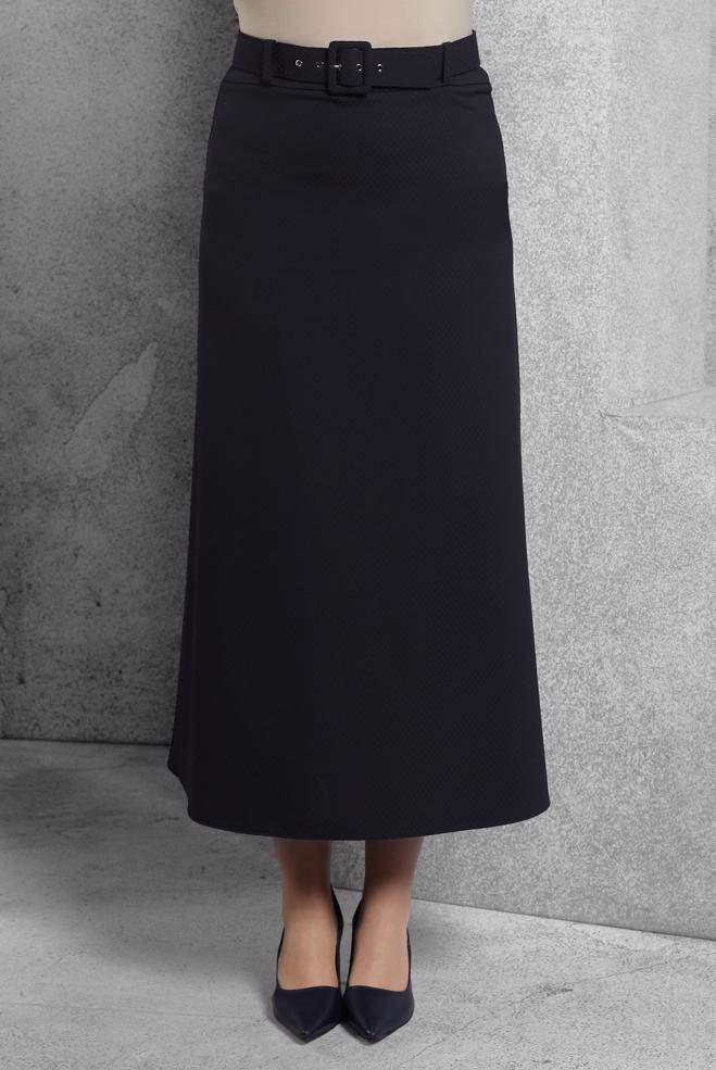 Tesettür giyim LACİVERT KEMERLİ ETEK 60628 - ALVİNA