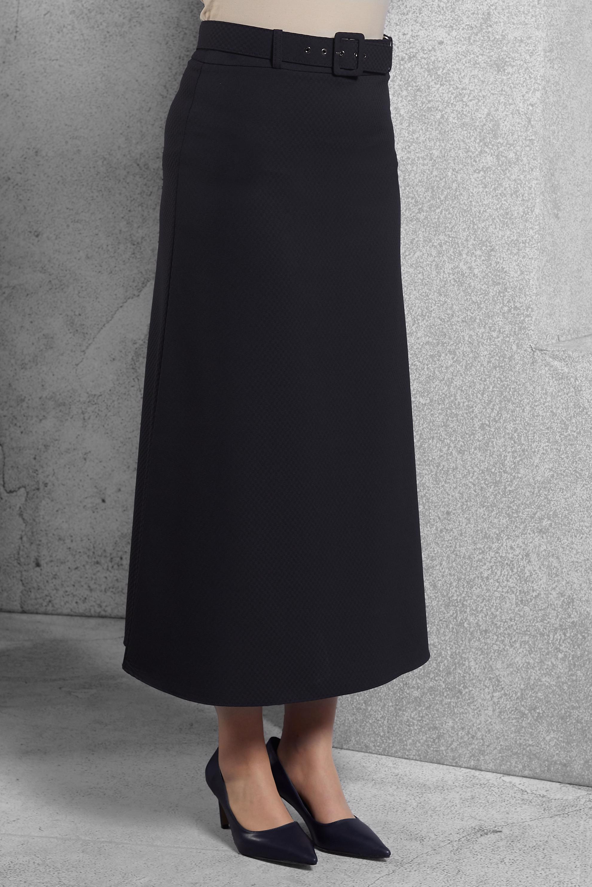 Tesettür giyim LACİVERT KEMERLİ ETEK 60628