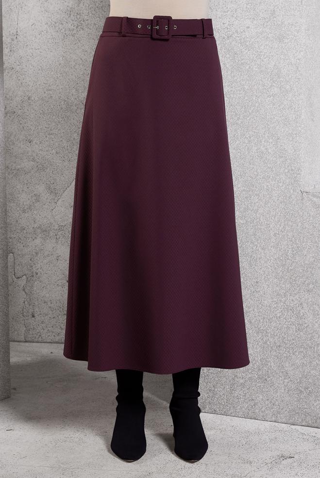 Tesettür giyim MÜRDÜM KEMERLİ ETEK 60628 - ALVİNA