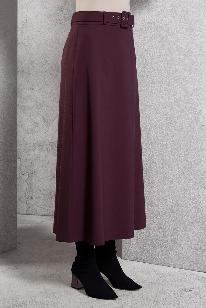 Tesettür giyim MÜRDÜM KEMERLİ ETEK 60628 - ALVİNA