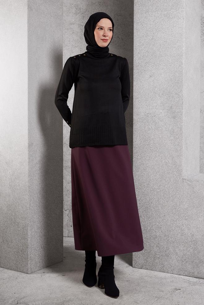 Tesettür giyim MÜRDÜM KEMERLİ ETEK 60628 - ALVİNA