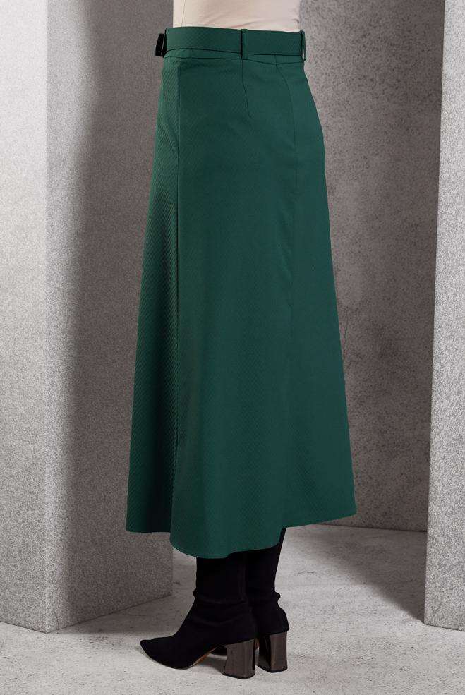 Tesettür giyim YEŞİL KEMERLİ ETEK 60628 - ALVİNA