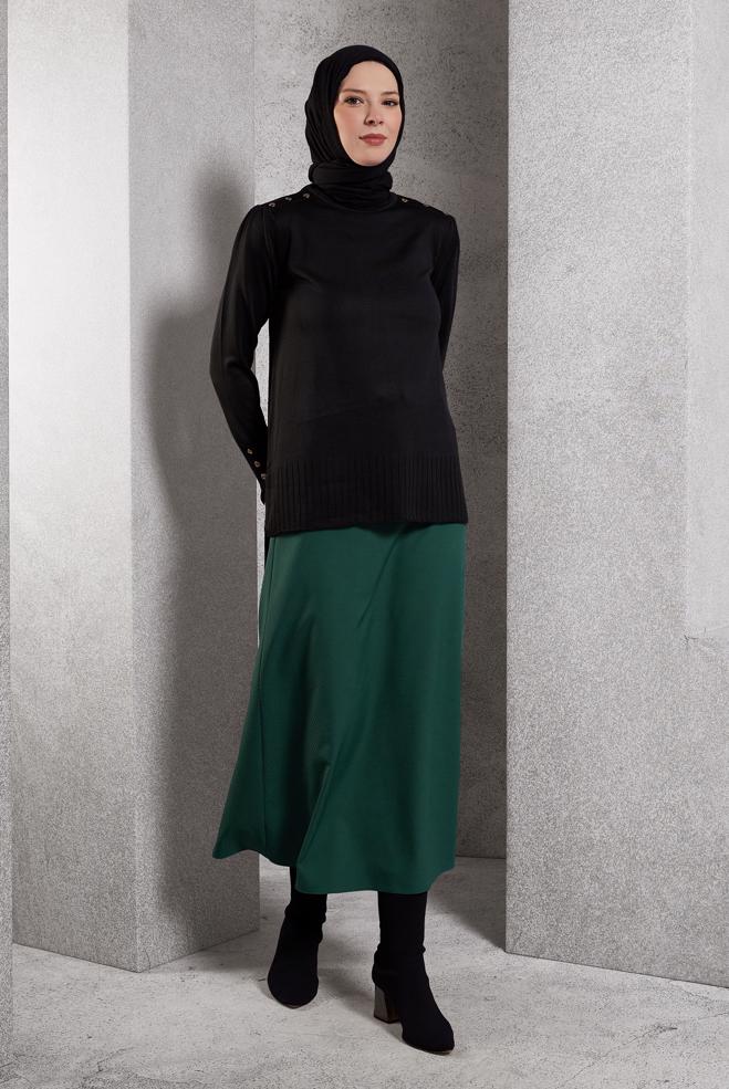 Tesettür giyim YEŞİL KEMERLİ ETEK 60628 - ALVİNA