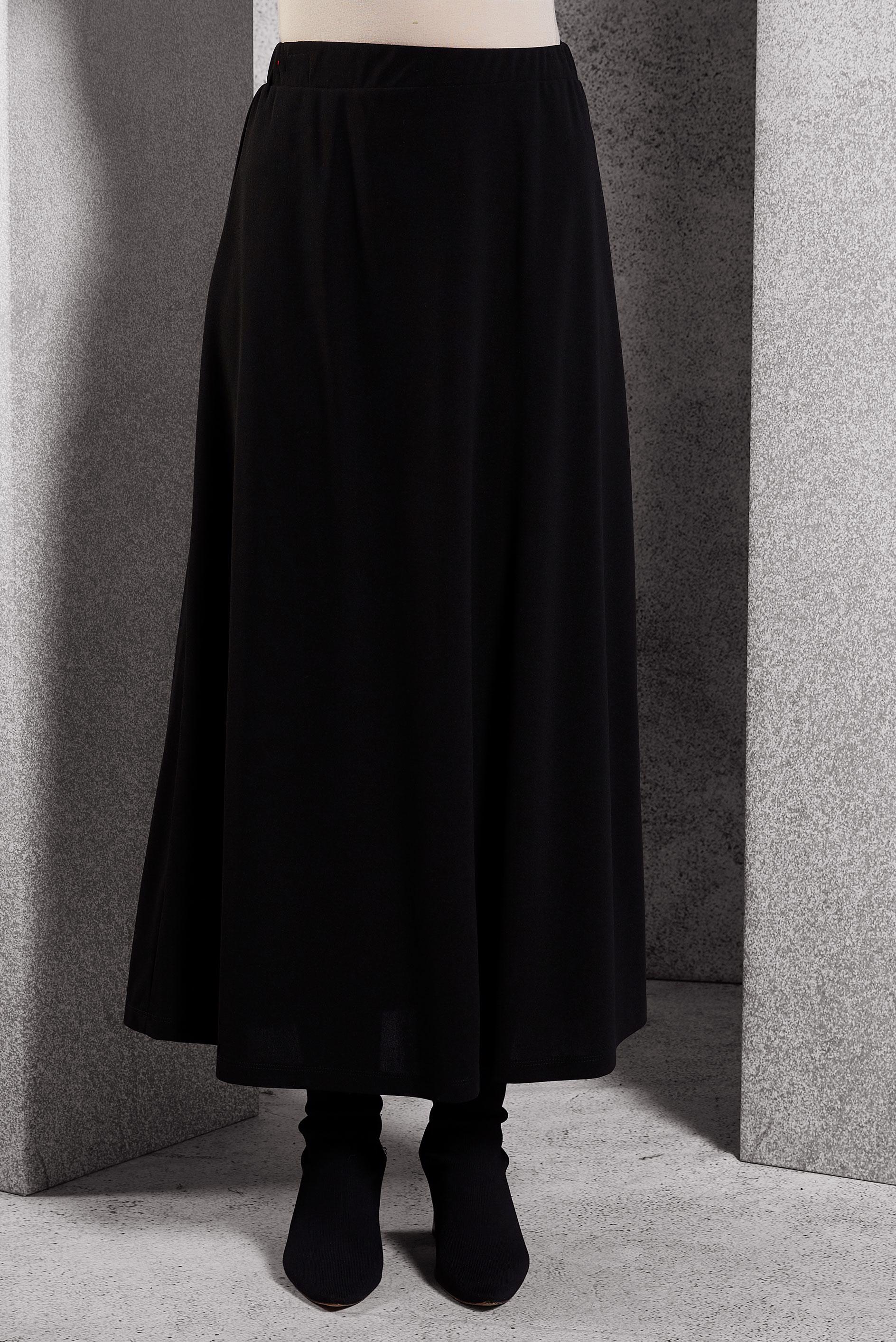 Tesettür giyim SİYAH BELİ LASTİKLİ EŞOFMAN ETEK 60630