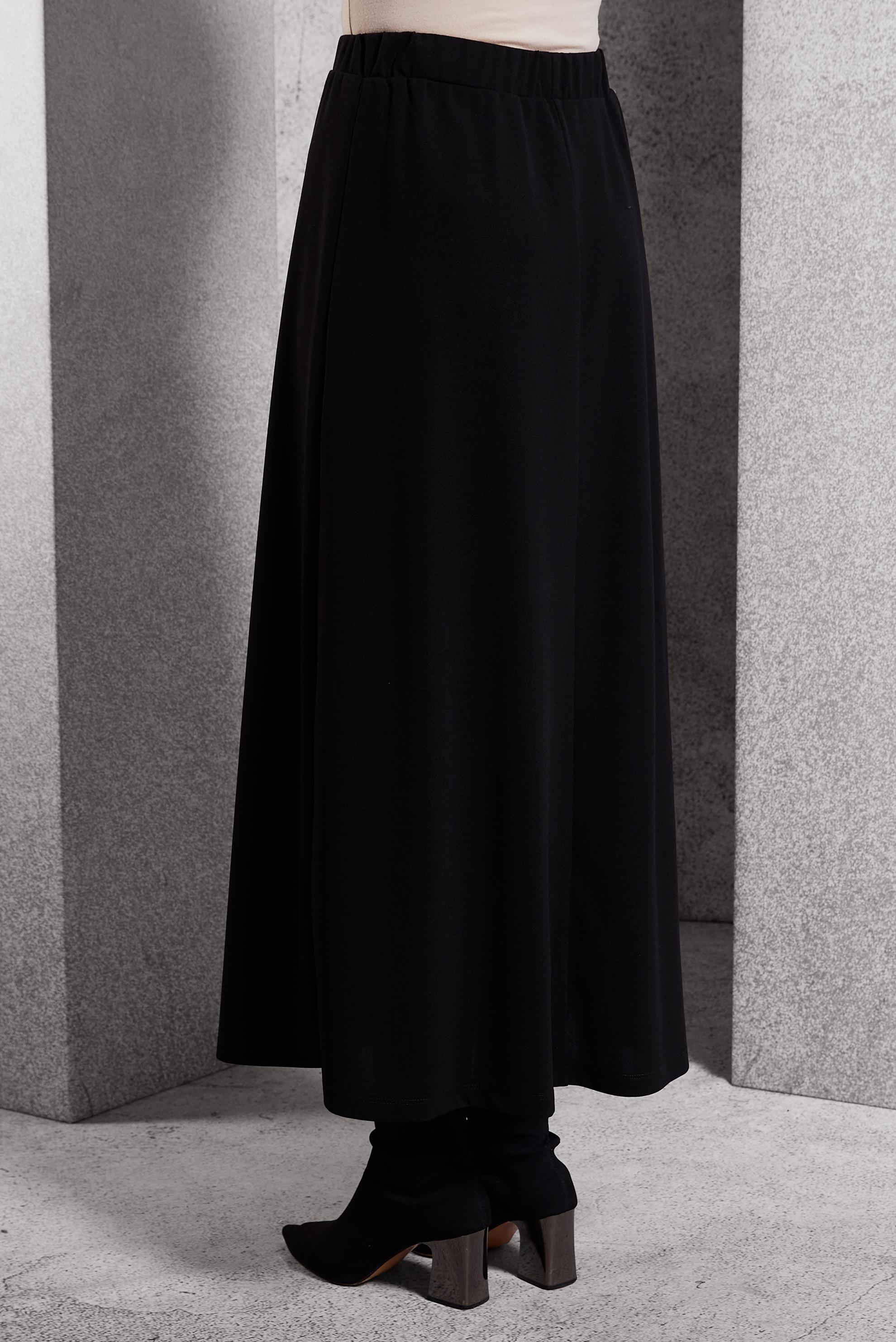 Tesettür giyim SİYAH BELİ LASTİKLİ EŞOFMAN ETEK 60630