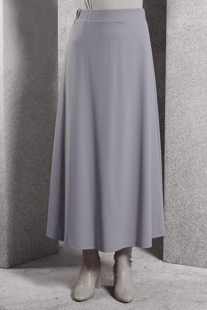 Tesettür giyim GRİ BELİ LASTİKLİ EŞOFMAN ETEK 60630 - ALVİNA