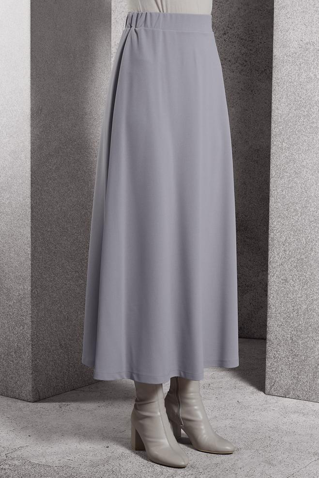 Tesettür giyim GRİ BELİ LASTİKLİ EŞOFMAN ETEK 60630 - ALVİNA