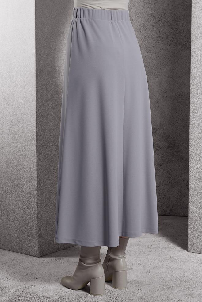 Tesettür giyim GRİ BELİ LASTİKLİ EŞOFMAN ETEK 60630 - ALVİNA