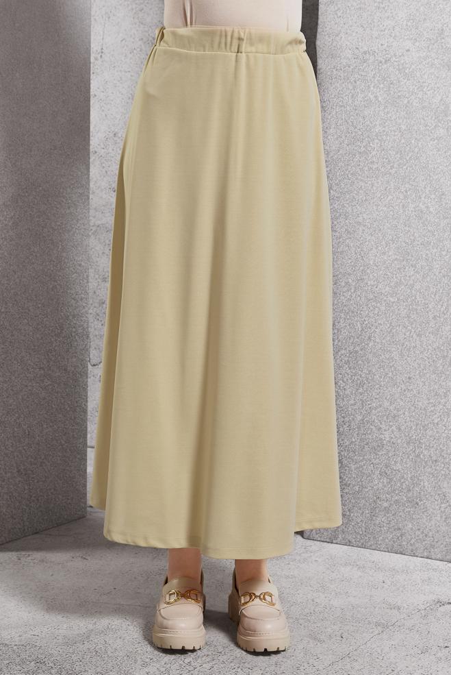 Tesettür giyim EKRU BELİ LASTİKLİ EŞOFMAN ETEK 60630 - ALVİNA