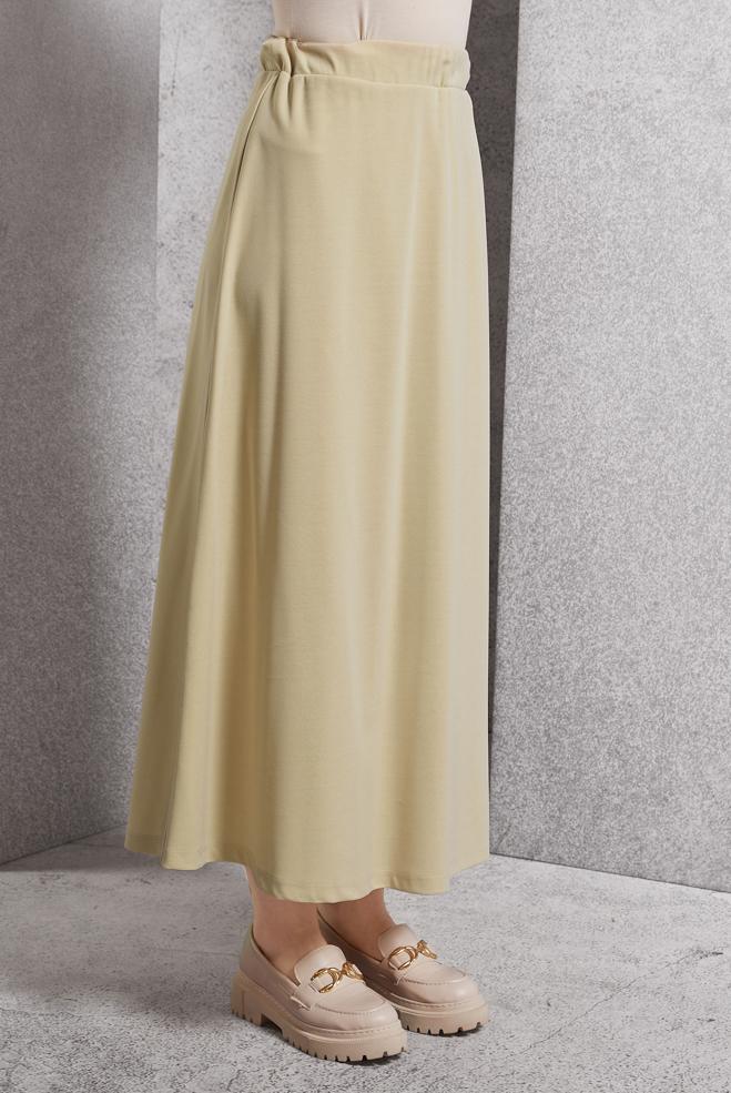 Tesettür giyim EKRU BELİ LASTİKLİ EŞOFMAN ETEK 60630 - ALVİNA