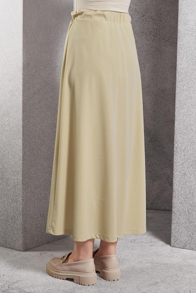 Tesettür giyim EKRU BELİ LASTİKLİ EŞOFMAN ETEK 60630 - ALVİNA