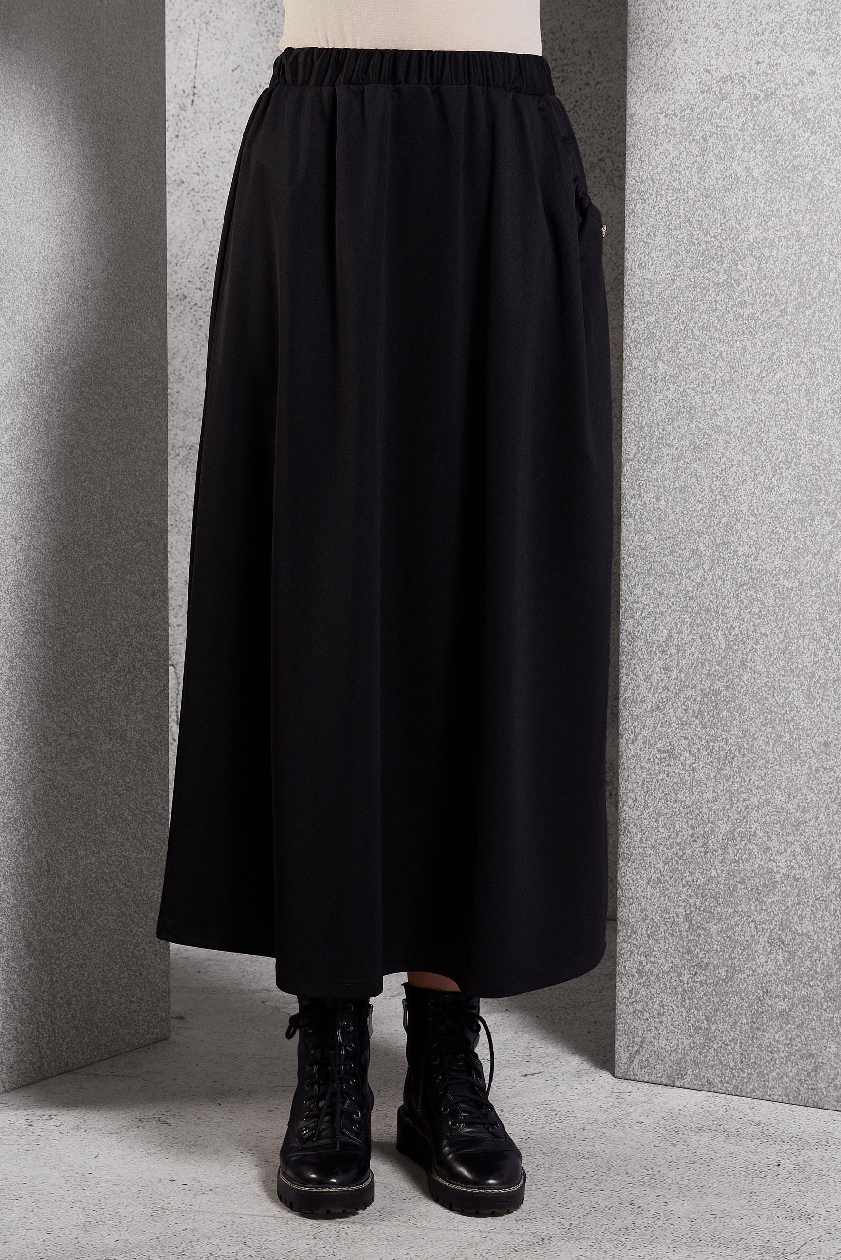 Tesettür giyim SİYAH BELİ LASTİKLİ EŞOFMAN ETEK 60631