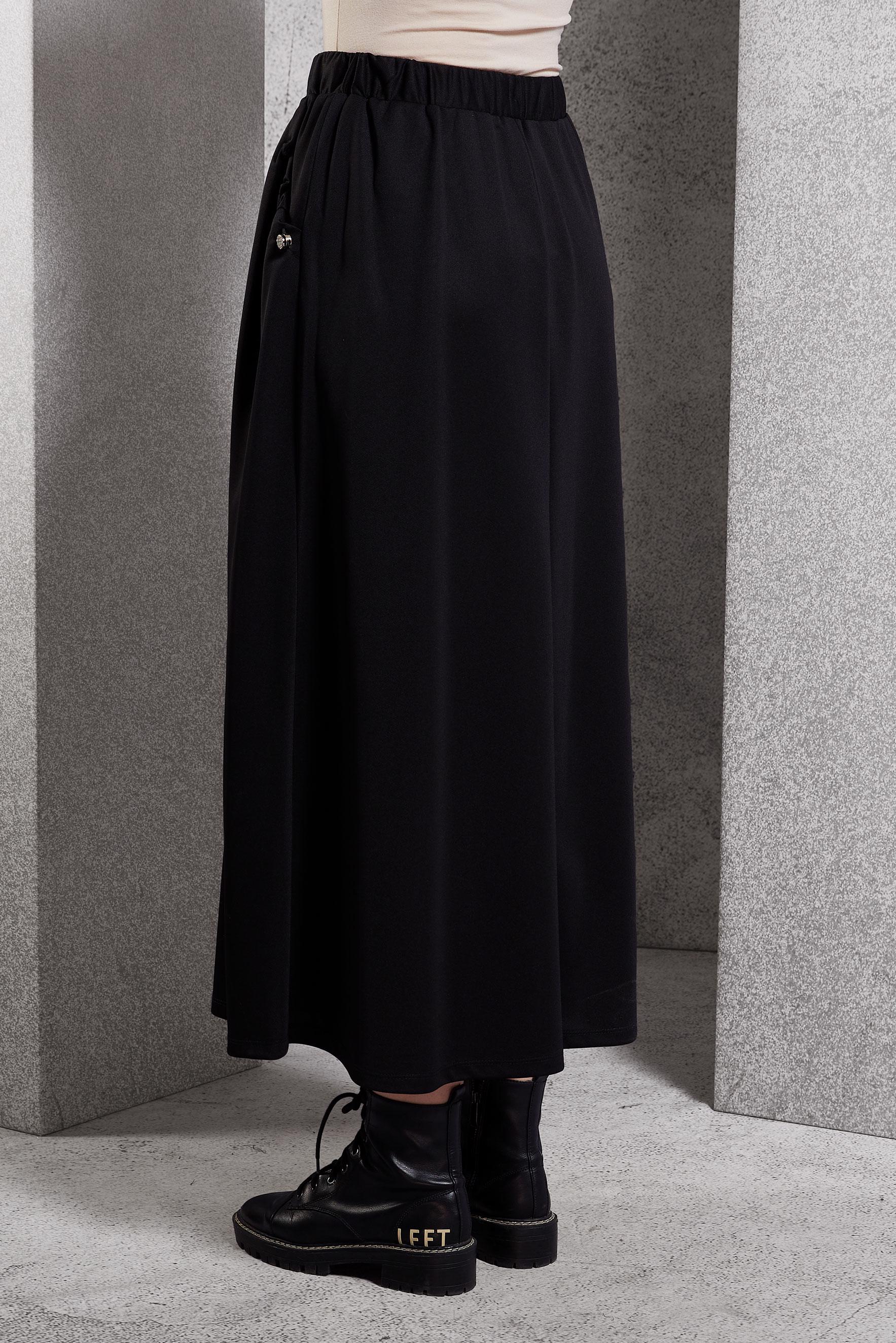 Tesettür giyim SİYAH BELİ LASTİKLİ EŞOFMAN ETEK 60631