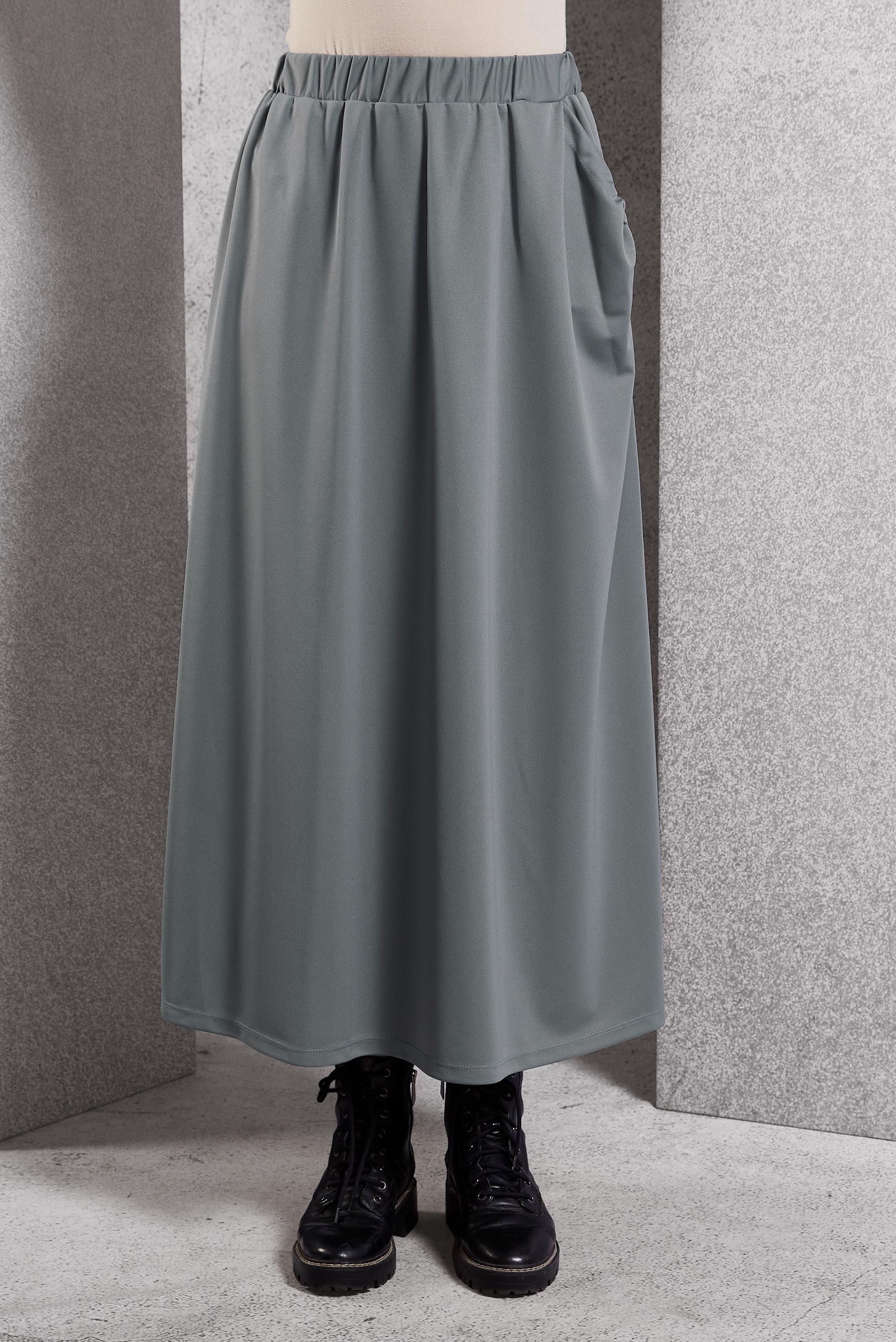 Tesettür giyim GRİ BELİ LASTİKLİ EŞOFMAN ETEK 60631