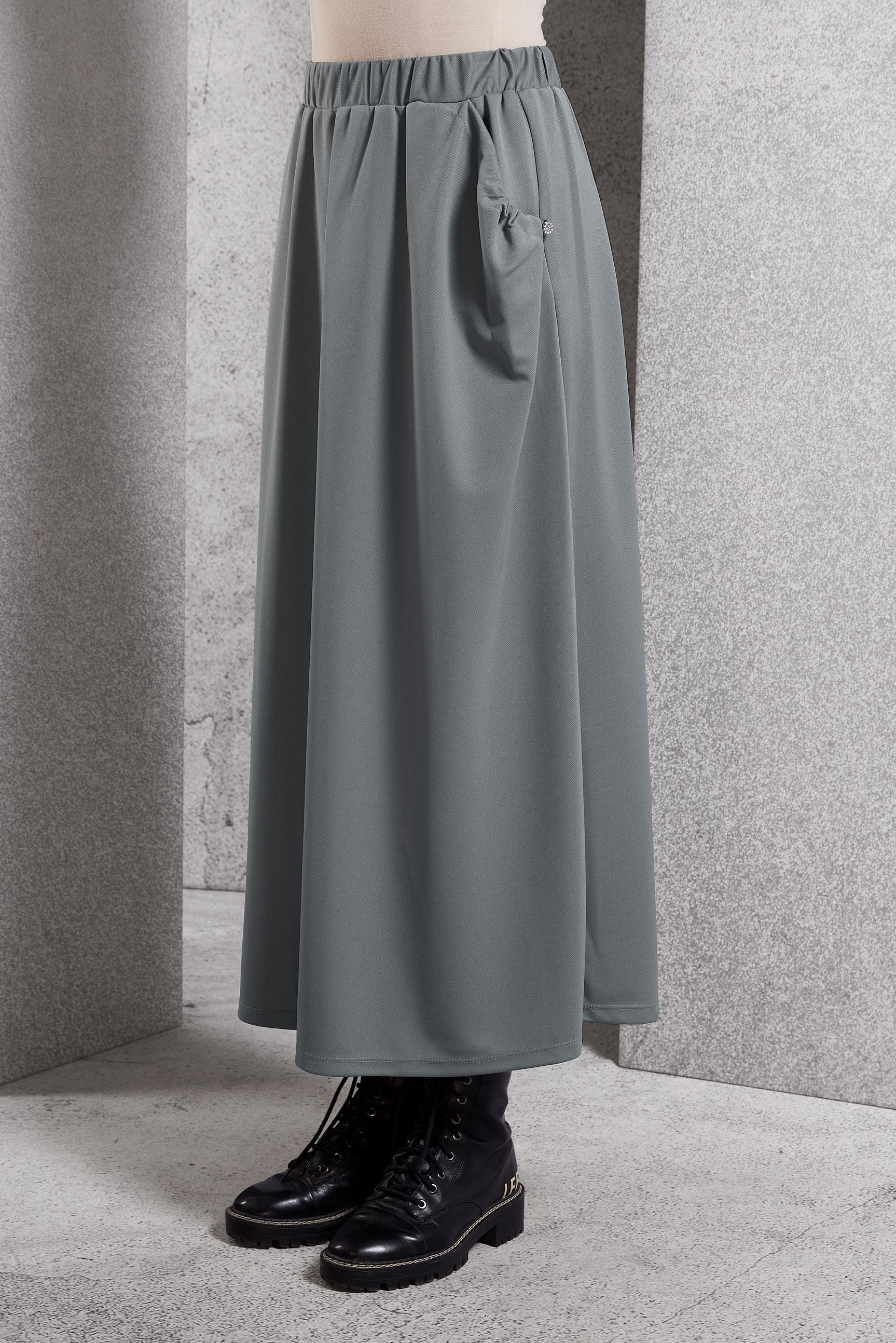 Tesettür giyim GRİ BELİ LASTİKLİ EŞOFMAN ETEK 60631