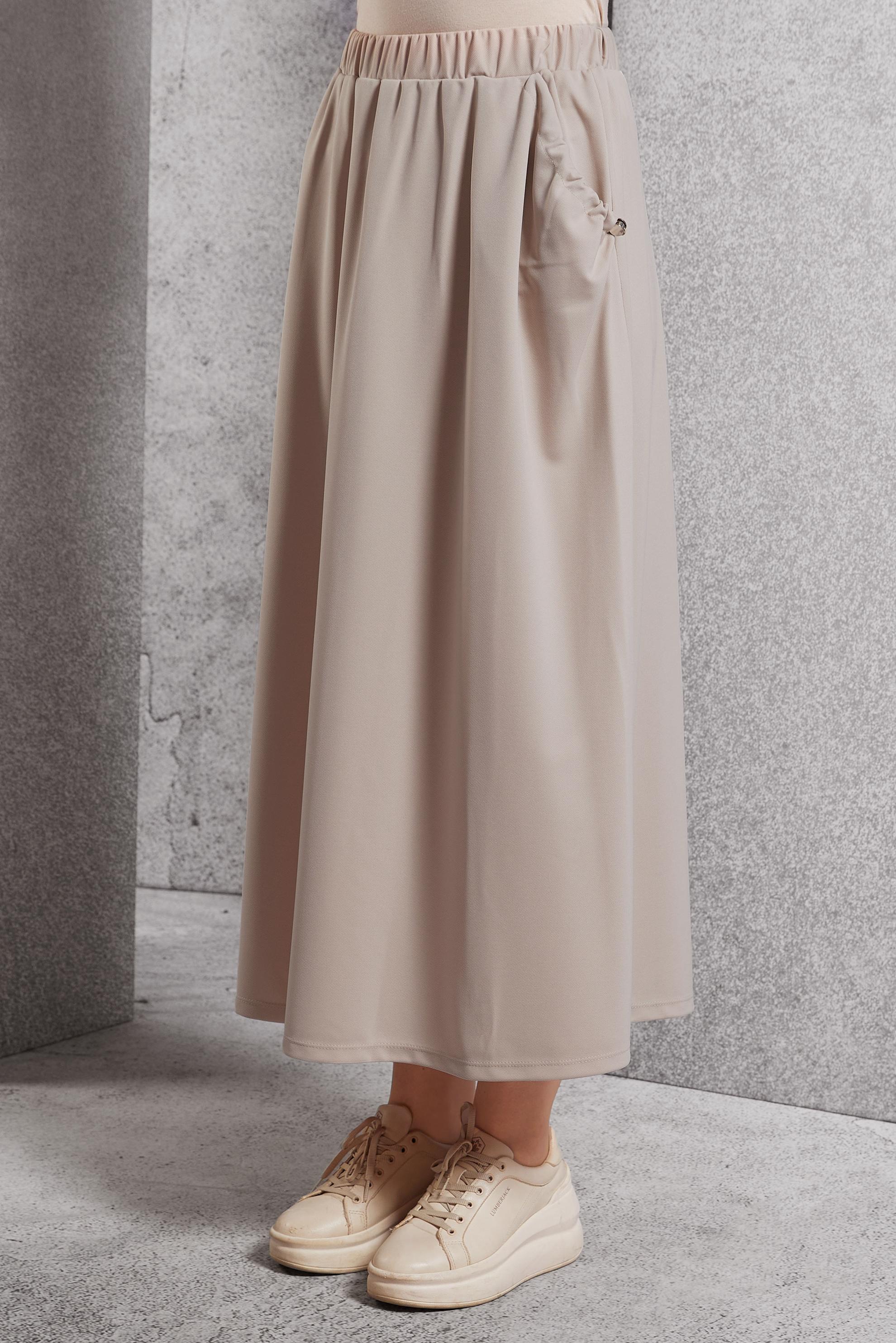 Hijab clothing BEIGE ELASTIC WAIST TRACKSUIT SKIRT 60631