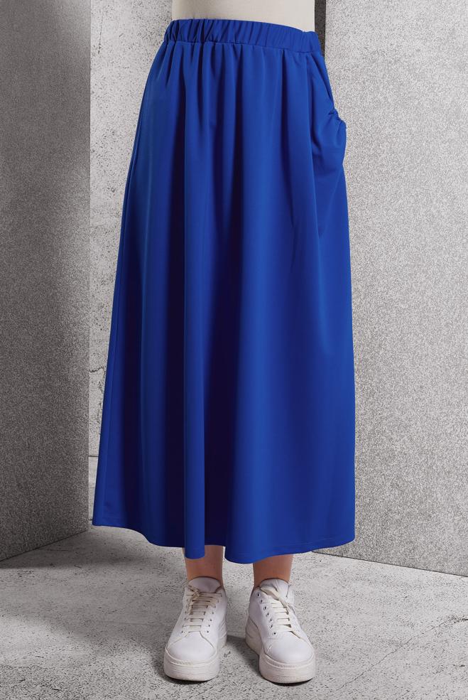 Tesettür giyim LACİVERT BELİ LASTİKLİ EŞOFMAN ETEK 60631 - ALVİNA