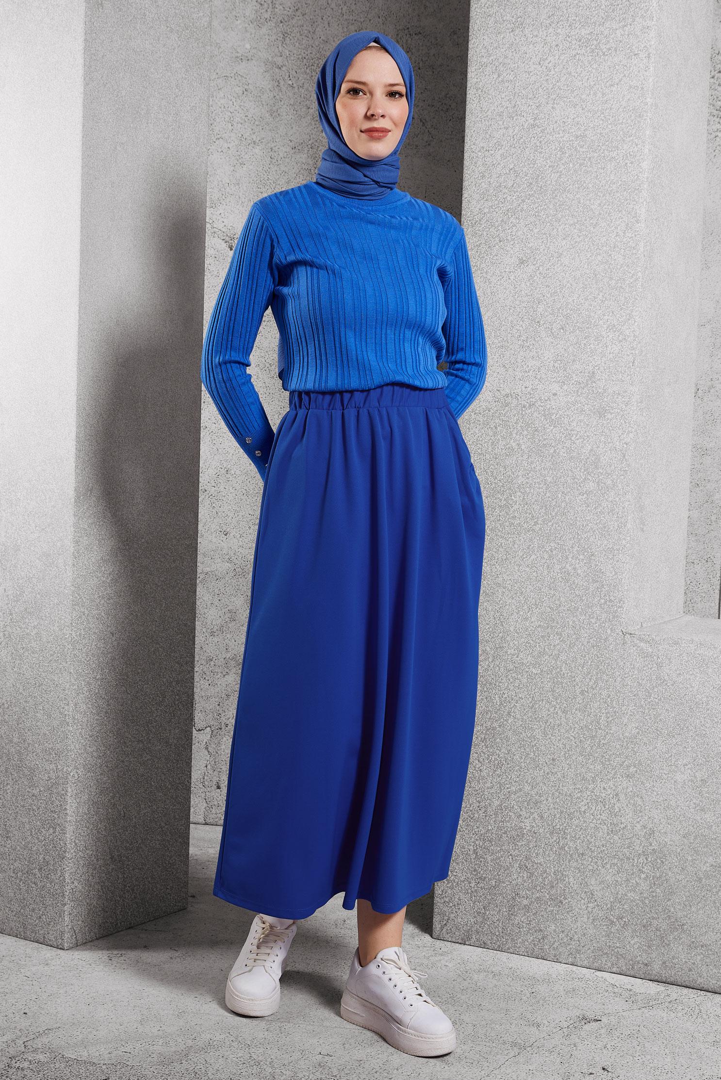 Hijab clothing NAVY BLUE ELASTIC WAIST TRACKSUIT SKIRT 60631