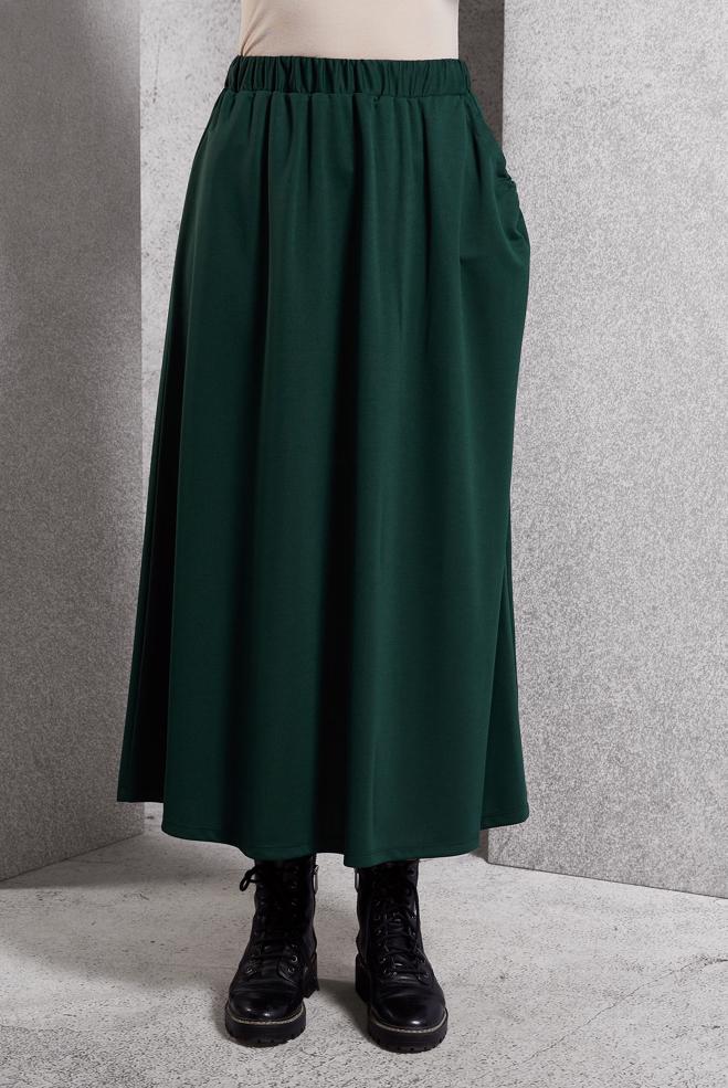 Tesettür giyim YEŞİL BELİ LASTİKLİ EŞOFMAN ETEK 60631 - ALVİNA