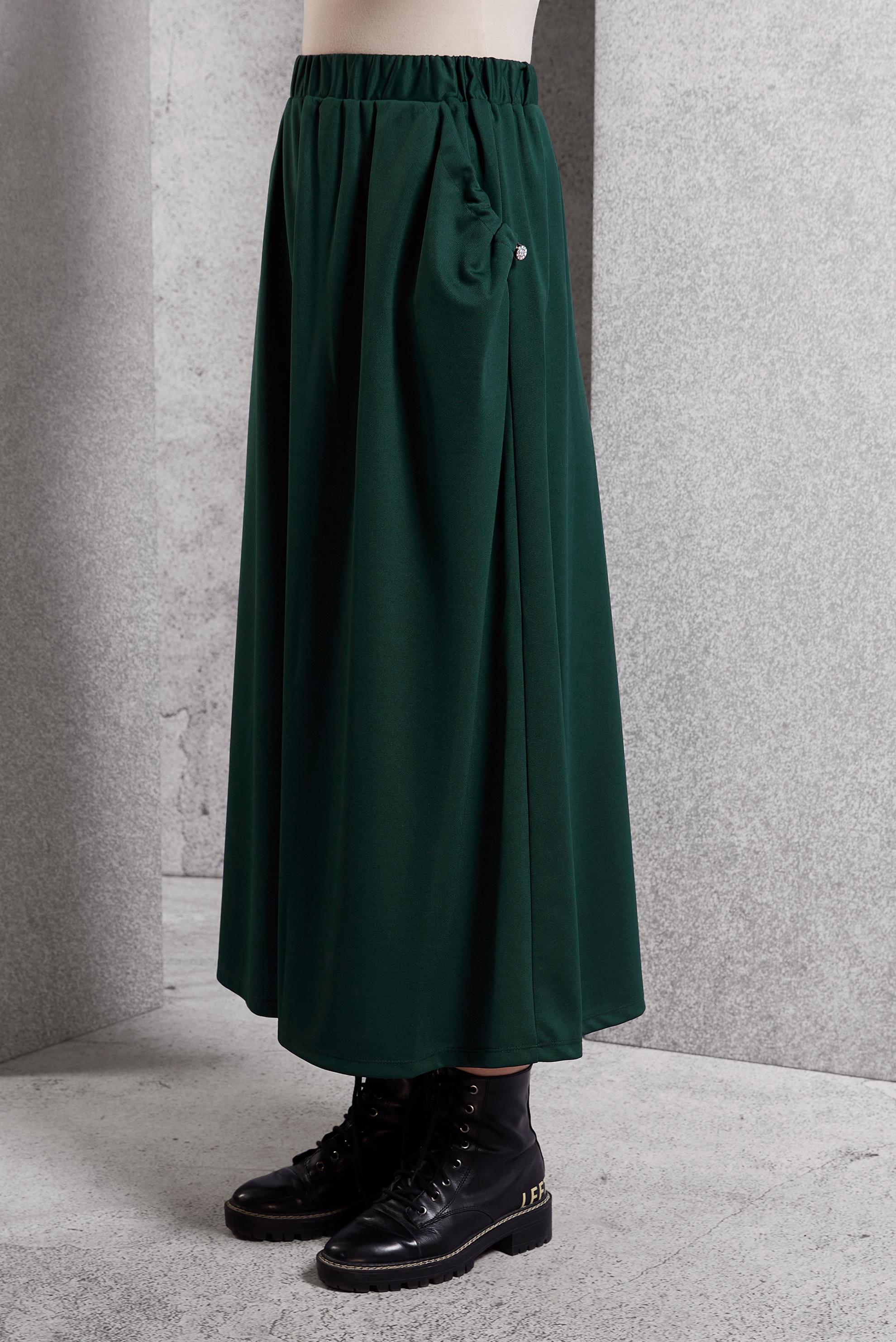 Tesettür giyim YEŞİL BELİ LASTİKLİ EŞOFMAN ETEK 60631