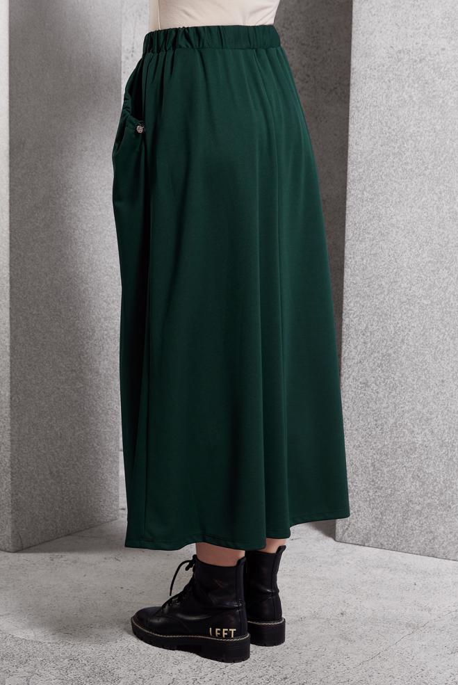 Tesettür giyim YEŞİL BELİ LASTİKLİ EŞOFMAN ETEK 60631 - ALVİNA