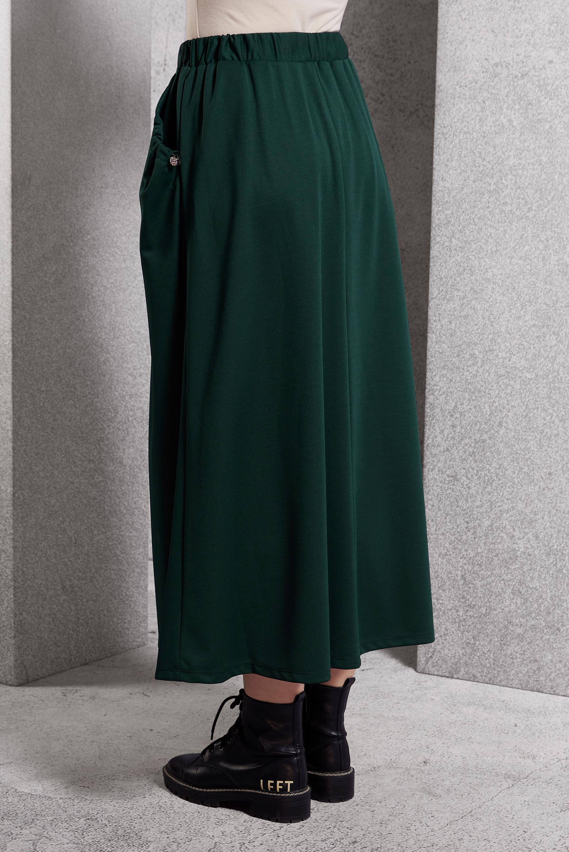 Tesettür giyim YEŞİL BELİ LASTİKLİ EŞOFMAN ETEK 60631