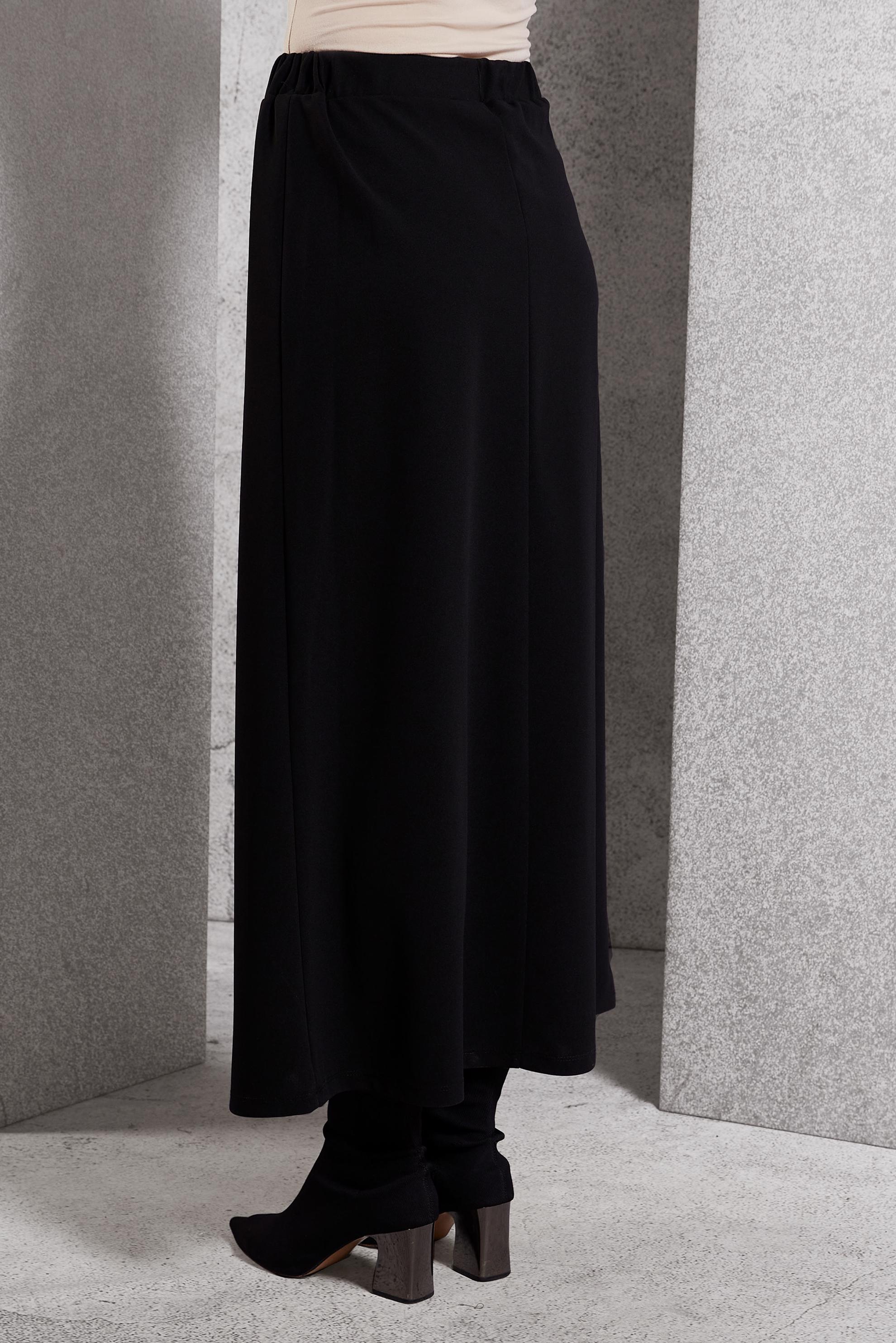 Tesettür giyim SİYAH BELİ LASTİKLİ ETEK 60632