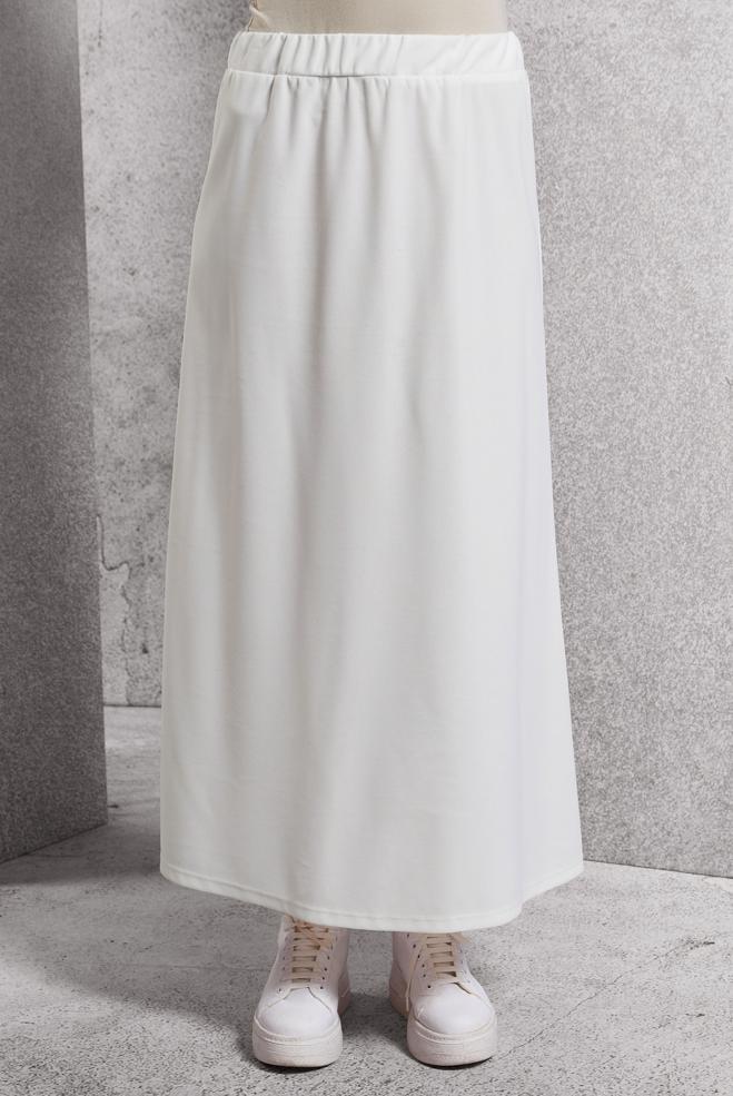 Vêtements hijab BLANC JUPE À TAILLE ÉLASTIQUE 60632 - ALVİNA
