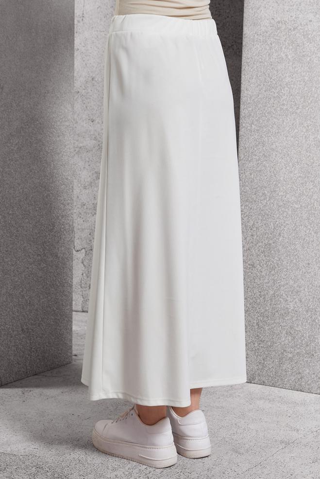Vêtements hijab BLANC JUPE À TAILLE ÉLASTIQUE 60632 - ALVİNA