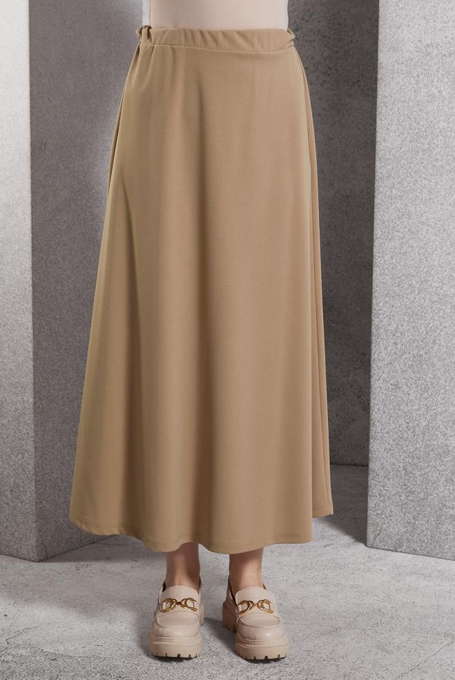 Vêtements hijab BRUN JUPE À TAILLE ÉLASTIQUE 60632 - ALVİNA