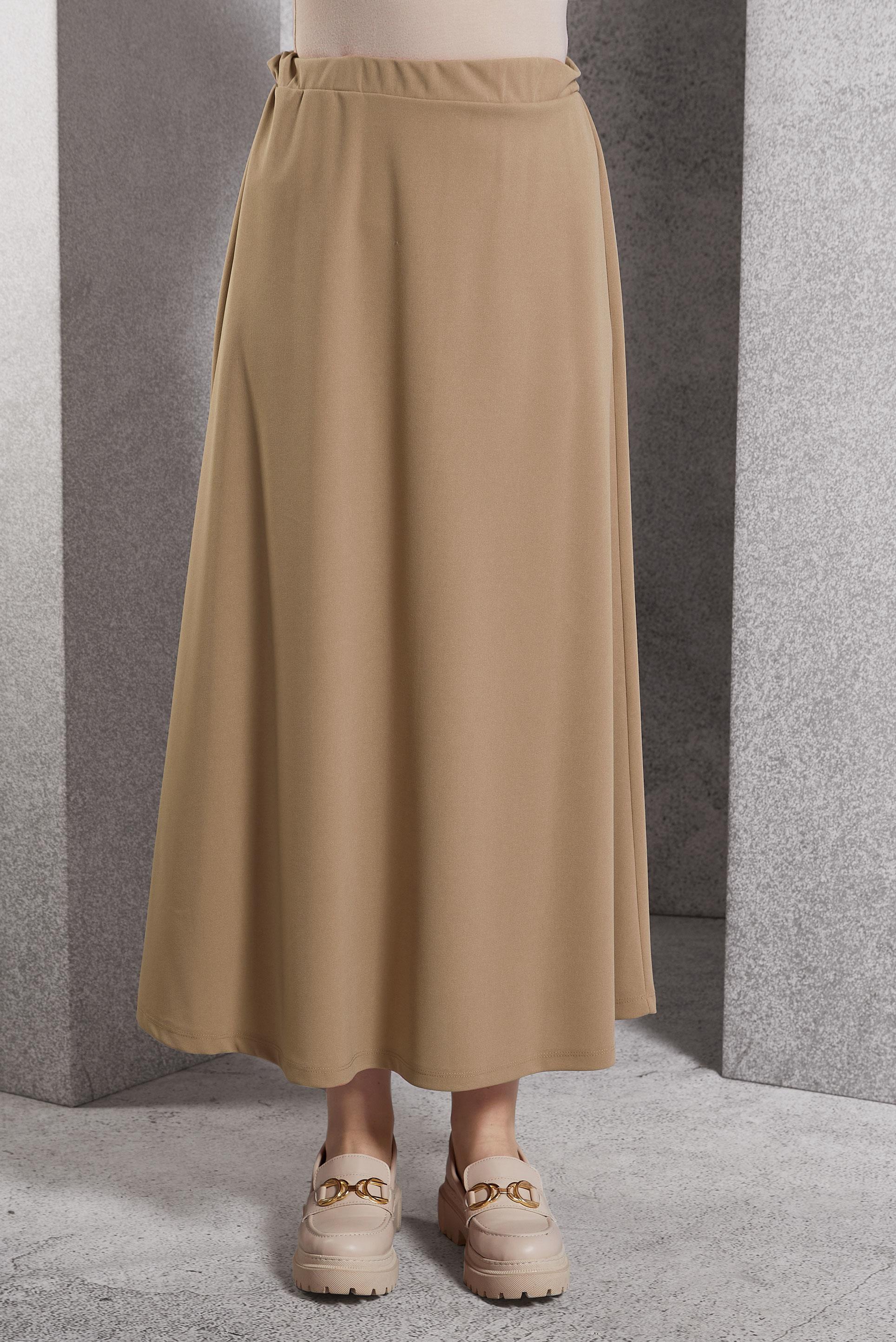 Tesettür giyim KAHVE BELİ LASTİKLİ ETEK 60632