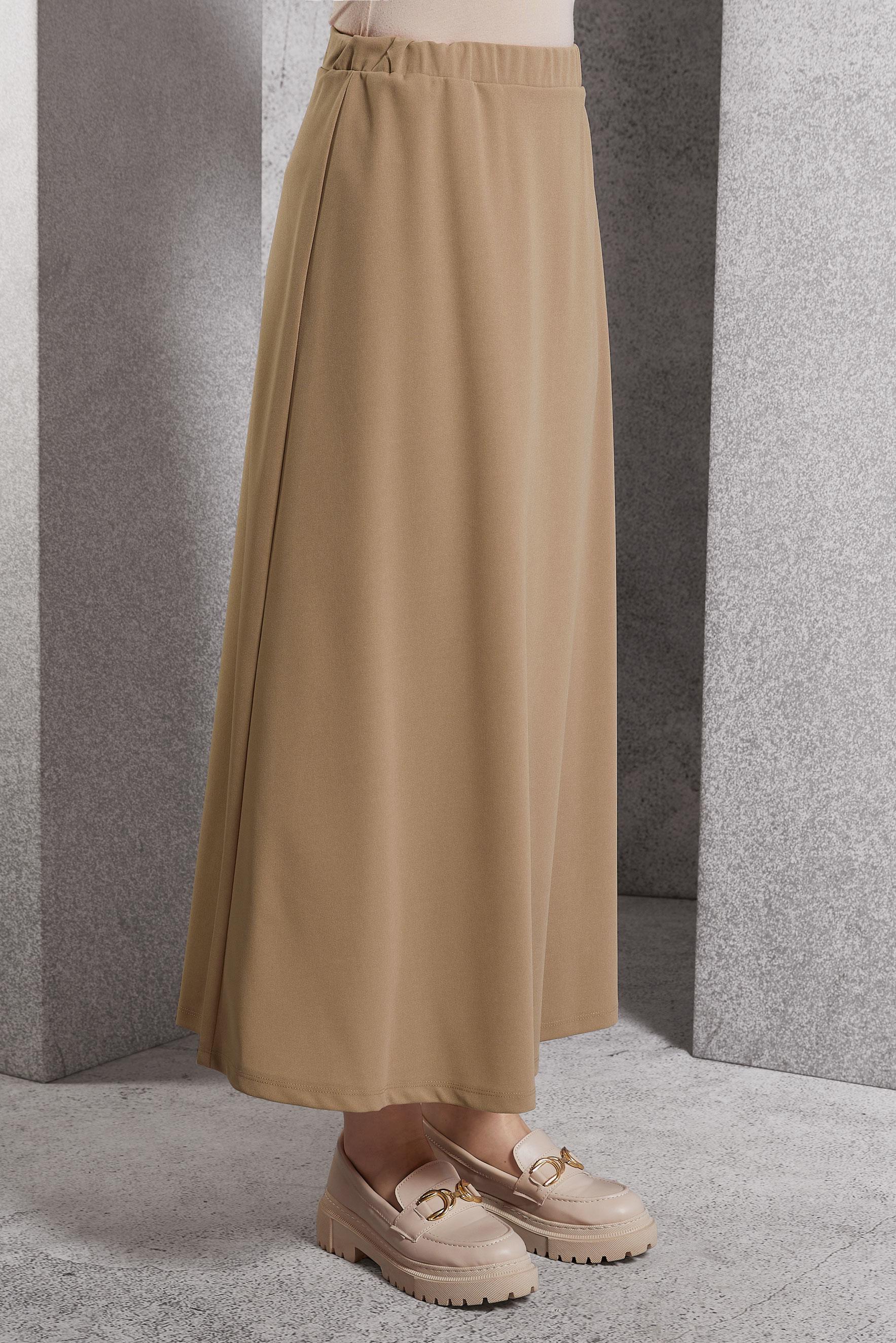 Tesettür giyim KAHVE BELİ LASTİKLİ ETEK 60632