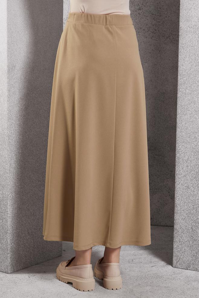 Vêtements hijab BRUN JUPE À TAILLE ÉLASTIQUE 60632 - ALVİNA