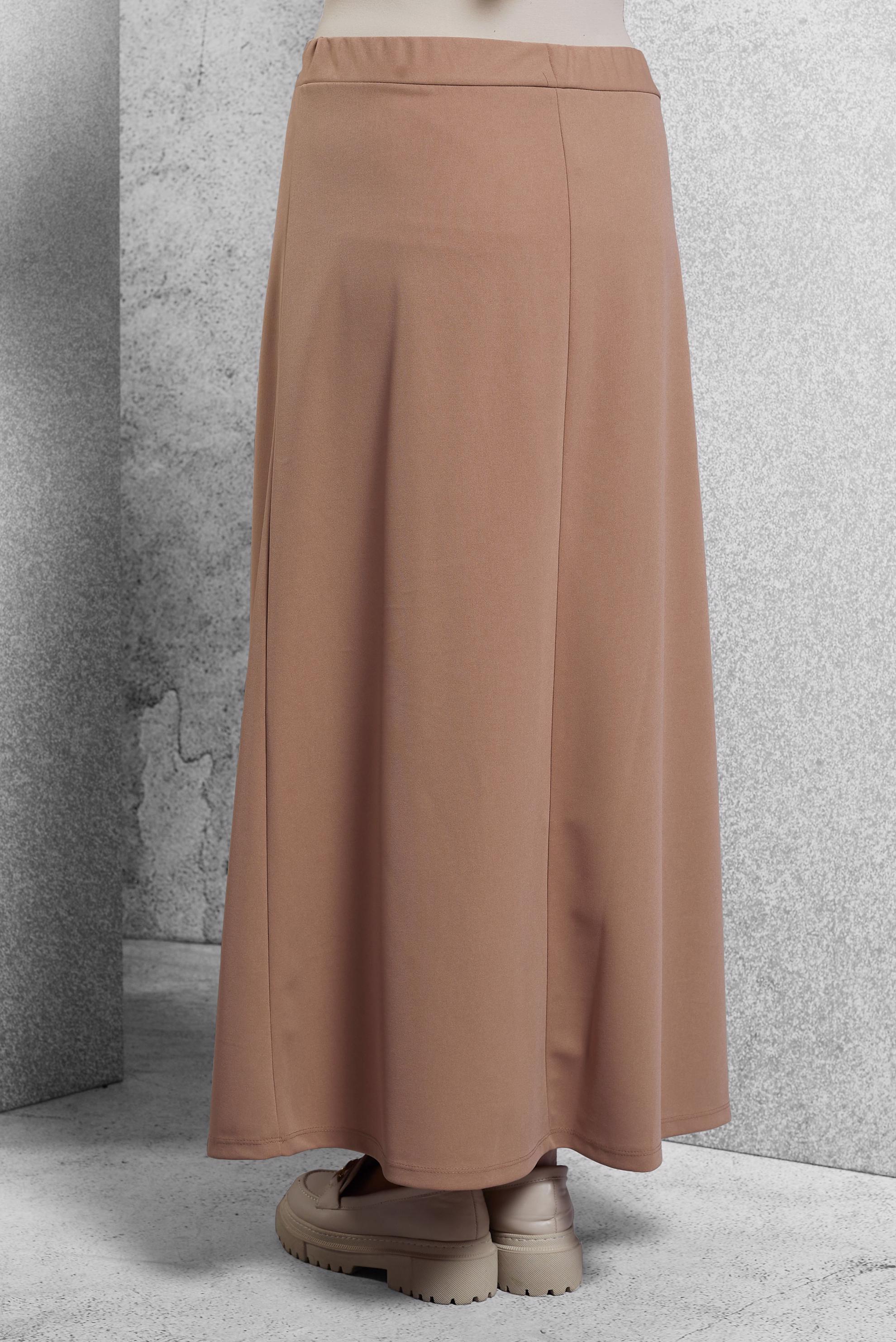 Tesettür giyim BEJ BELİ LASTİKLİ ETEK 60632