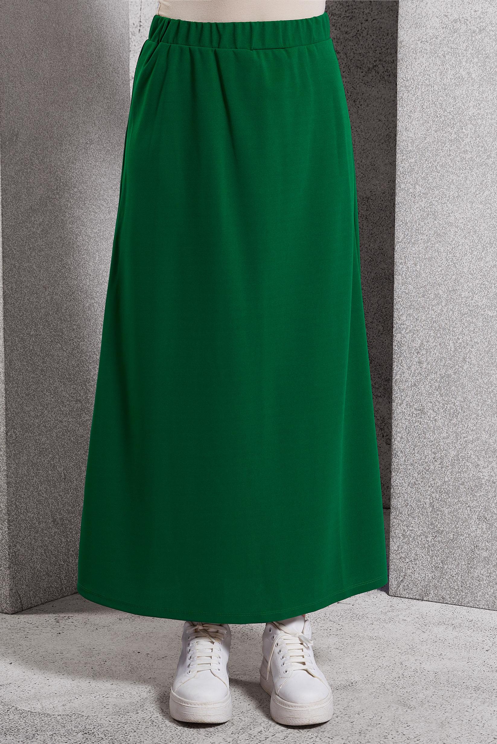 Hijab clothing GREEN ELASTIC WAIST SKIRT 60632