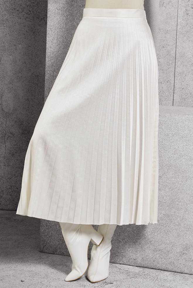 Vêtements hijab BLANC JUPE PLISSÉE 60633 - ALVİNA