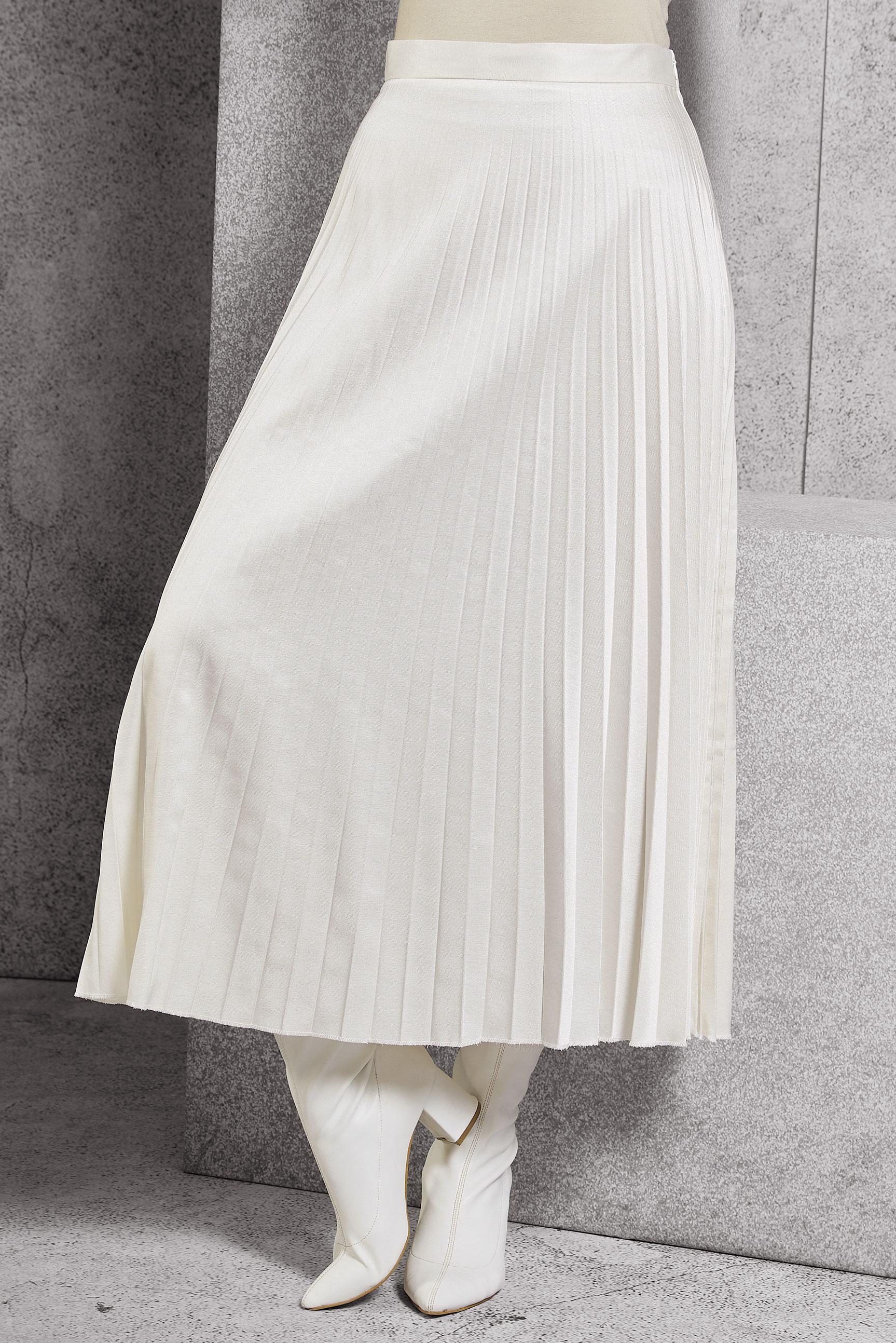 Tesettür giyim BEYAZ PİLİSELİ ETEK 60633