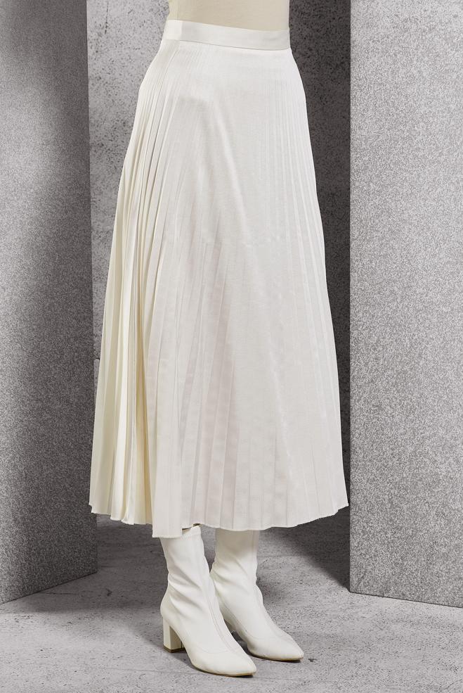 Vêtements hijab BLANC JUPE PLISSÉE 60633 - ALVİNA