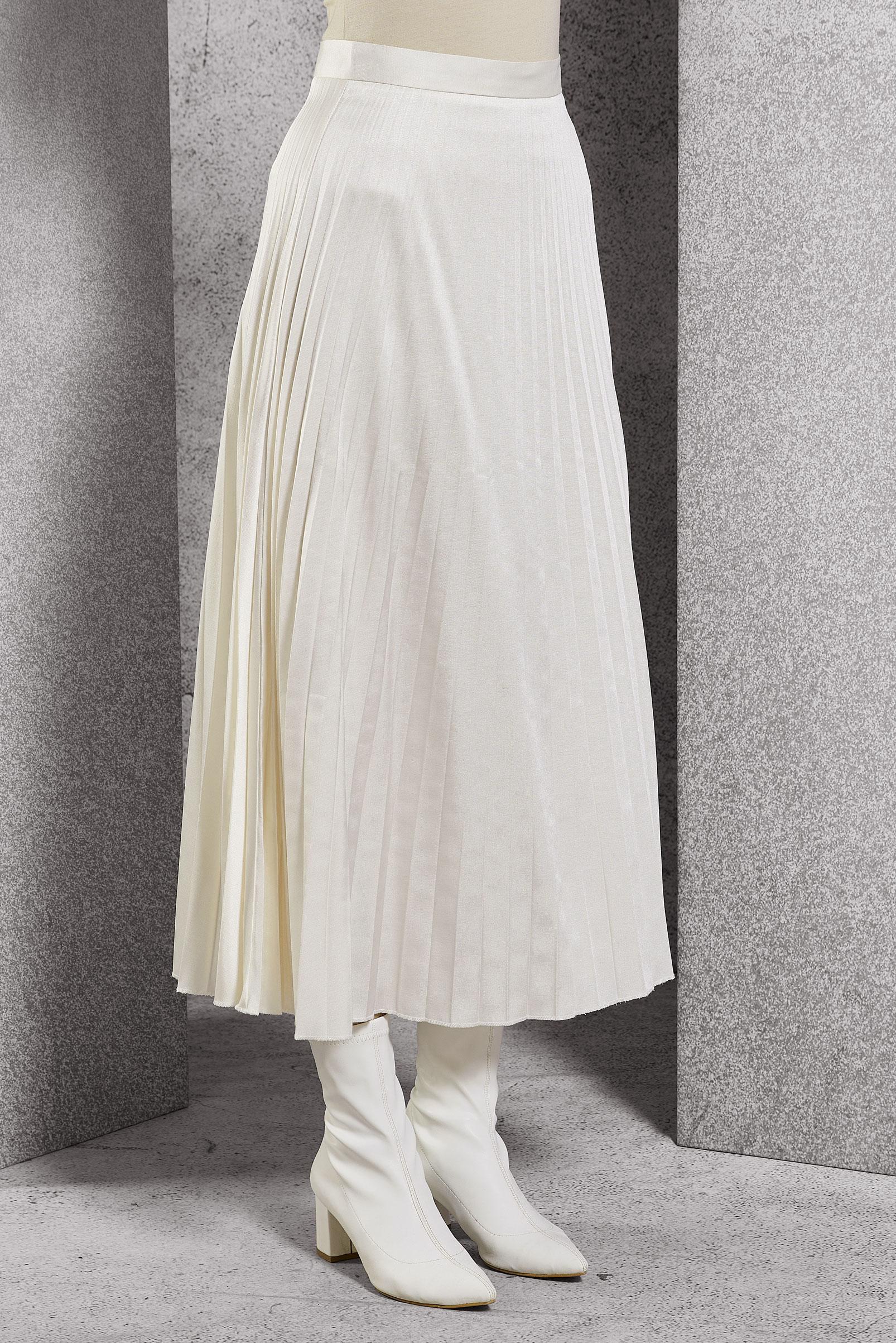 Tesettür giyim BEYAZ PİLİSELİ ETEK 60633