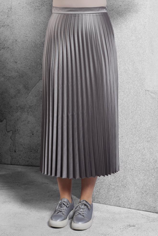 Vêtements hijab GRIS JUPE PLISSÉE 60633 - ALVİNA