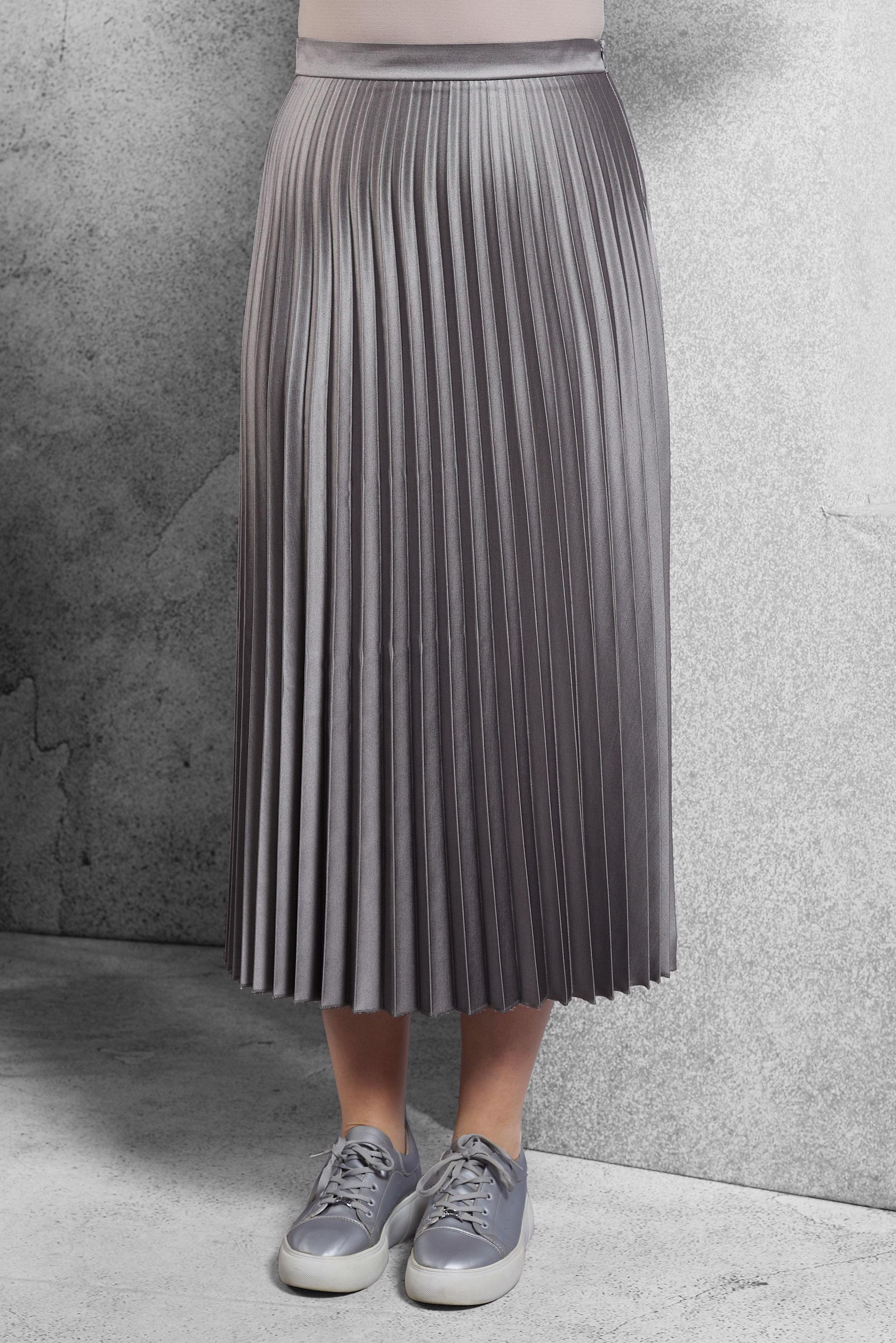 Tesettür giyim GRİ PİLİSELİ ETEK 60633