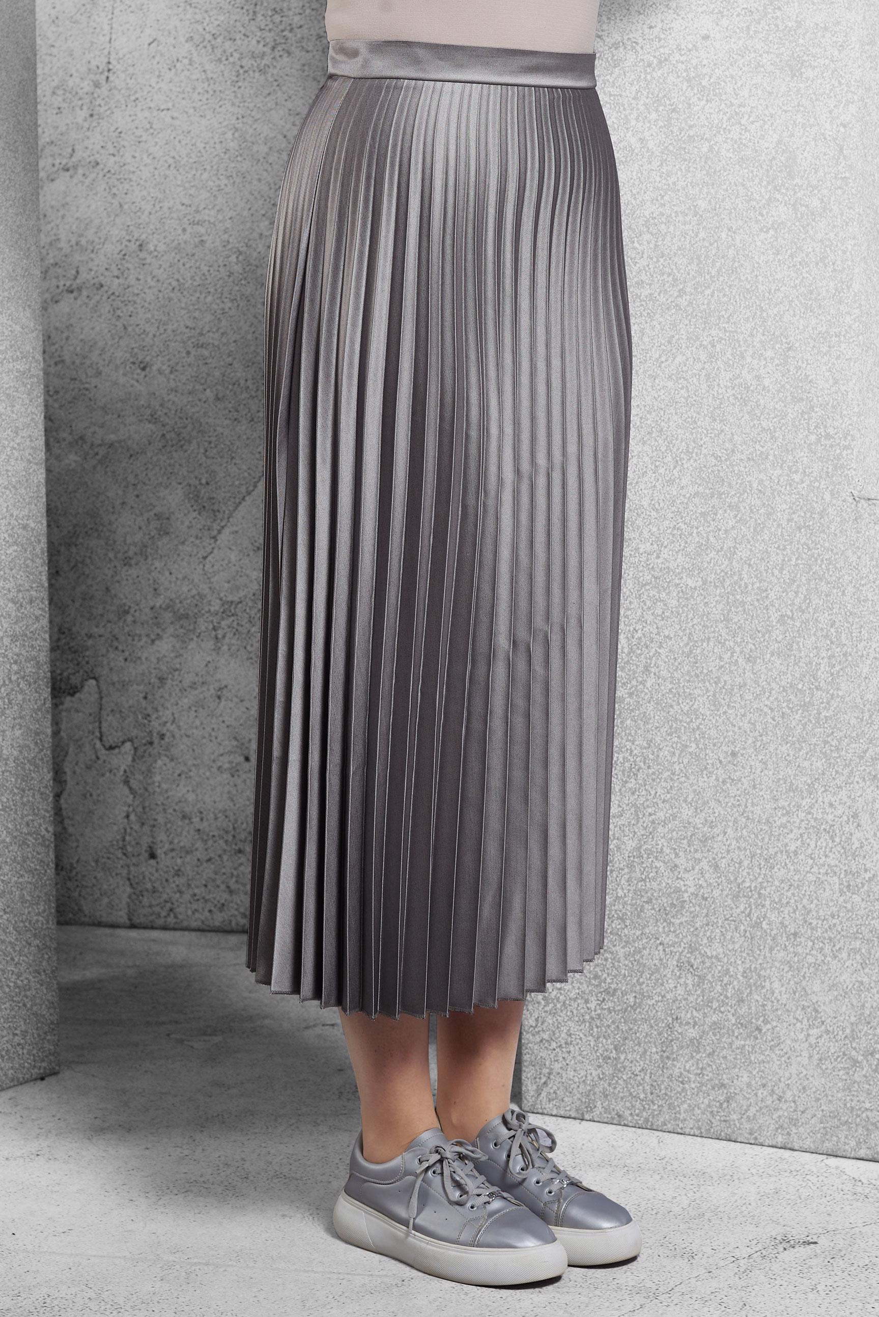 Tesettür giyim GRİ PİLİSELİ ETEK 60633