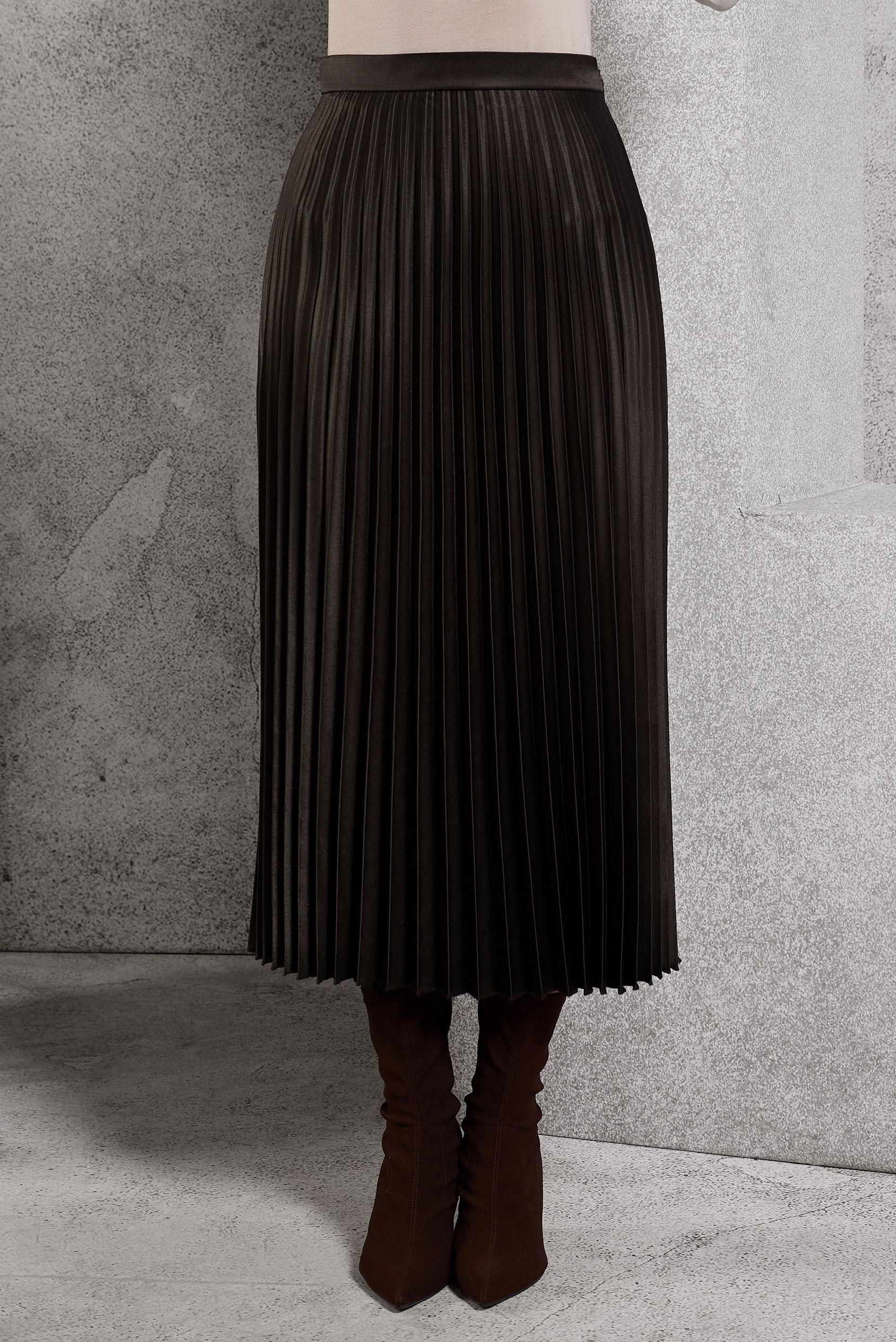 Tesettür giyim KAHVE PİLİSELİ ETEK 60633