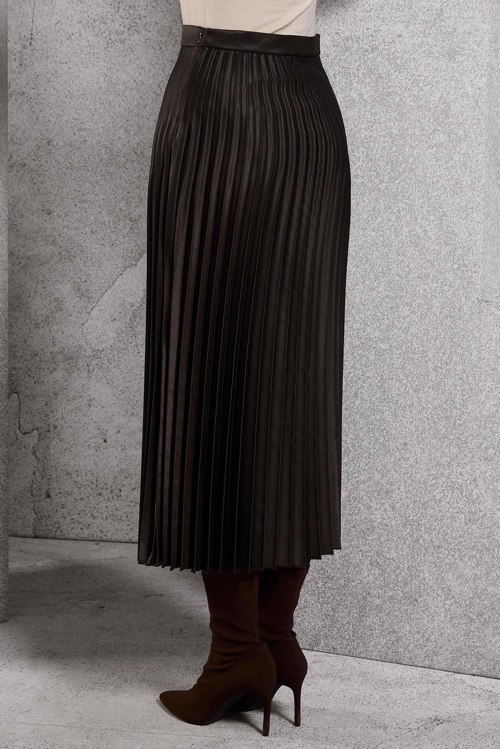 Tesettür giyim KAHVE PİLİSELİ ETEK 60633