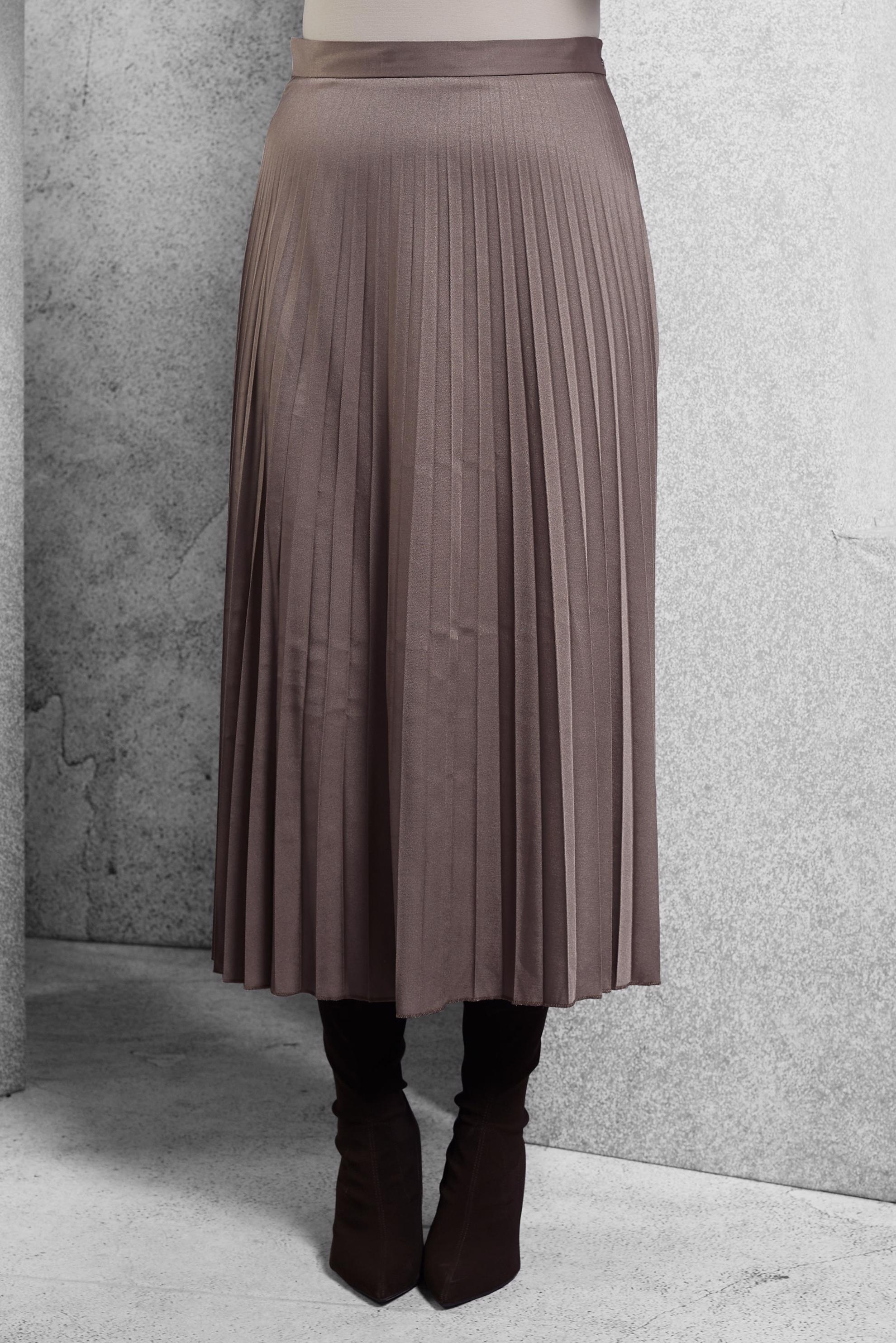 Tesettür giyim VİZON PİLİSELİ ETEK 60633